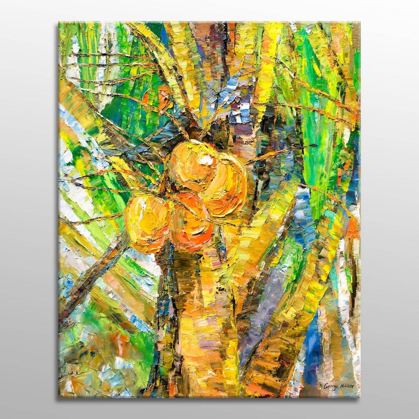 Large Oil Painting Tropical Coconut Trees, Modern Wall Art, Large Canvas Art, Master Bedroom Decor, Tree Wall Art, Oil Painting Abstract