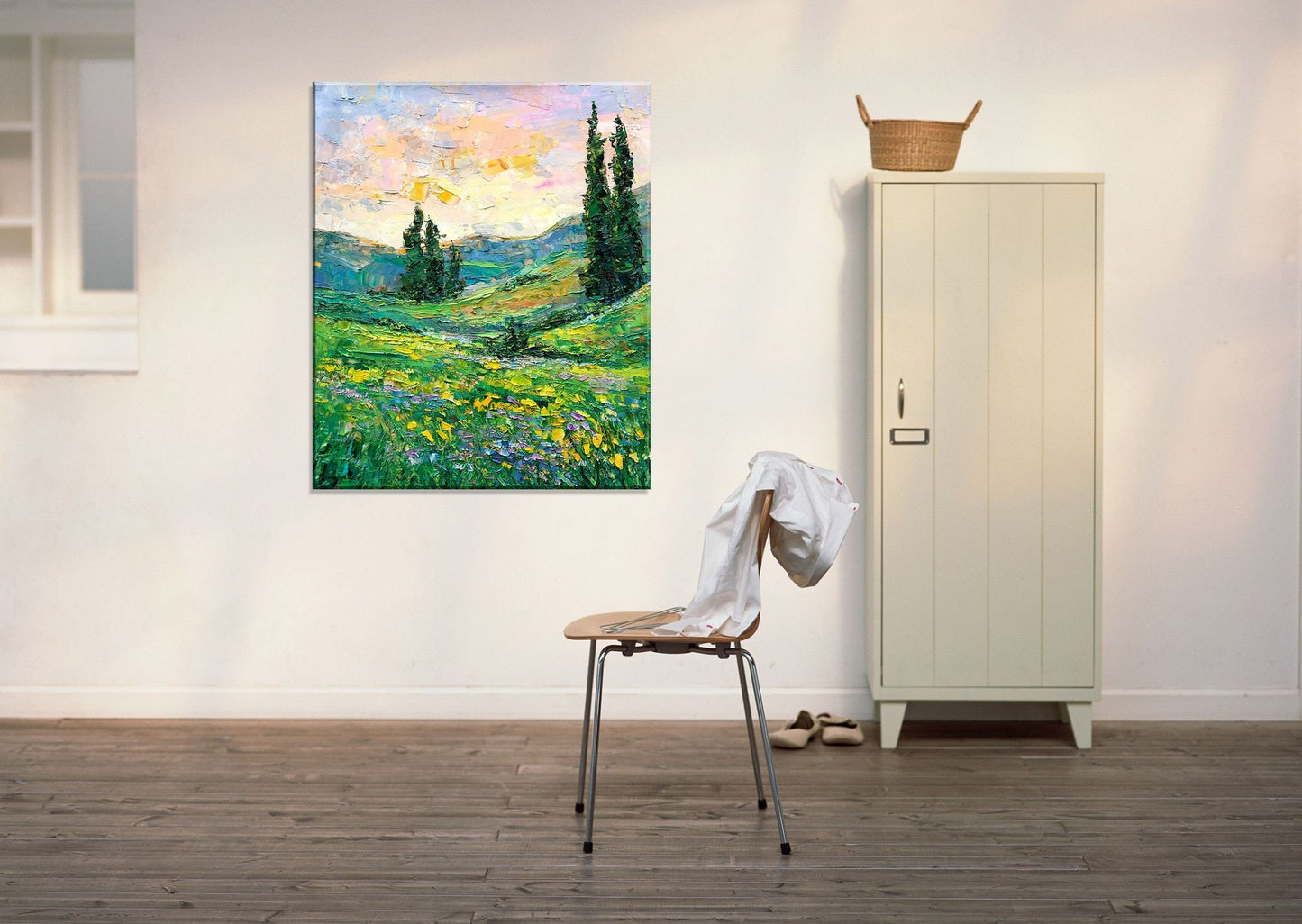 Large Oil Painting Tuscany Spring Landscape, Original Artwork, Modern Art, Painting Abstract, Large Landscape Painting, Large Canvas Art