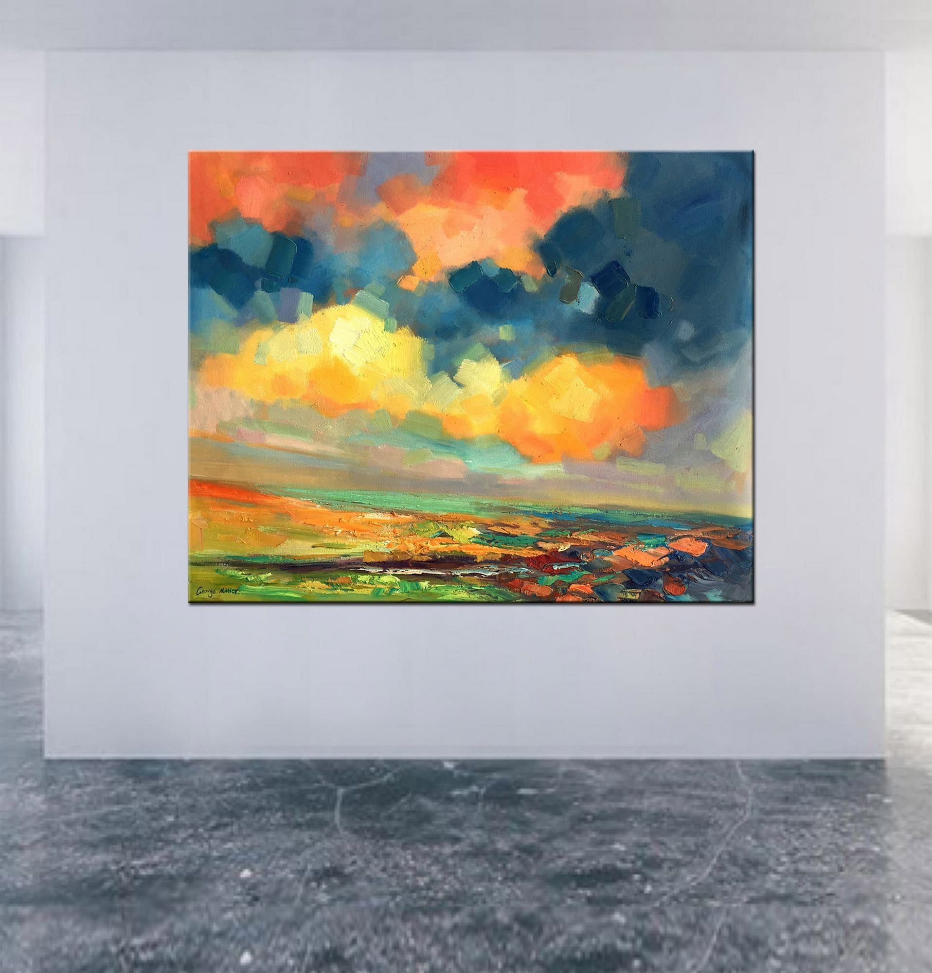 Large Canvas Art, Original Abstract Oil Painting Landscape, Original Landscape Painting, Painting Abstract, Canvas Art, Living Room Decor