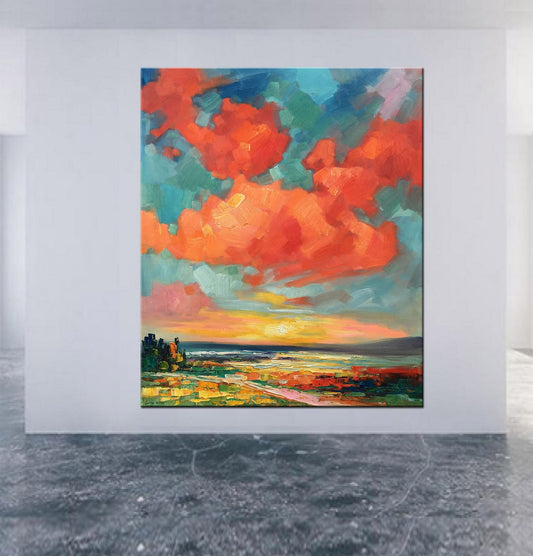 Abstract Landscape Oil Painting Tuscany Skyscape, Wall Art, Oil Painting, Landscape Wall Art, Extra Large Wall Art, Impressionist Art