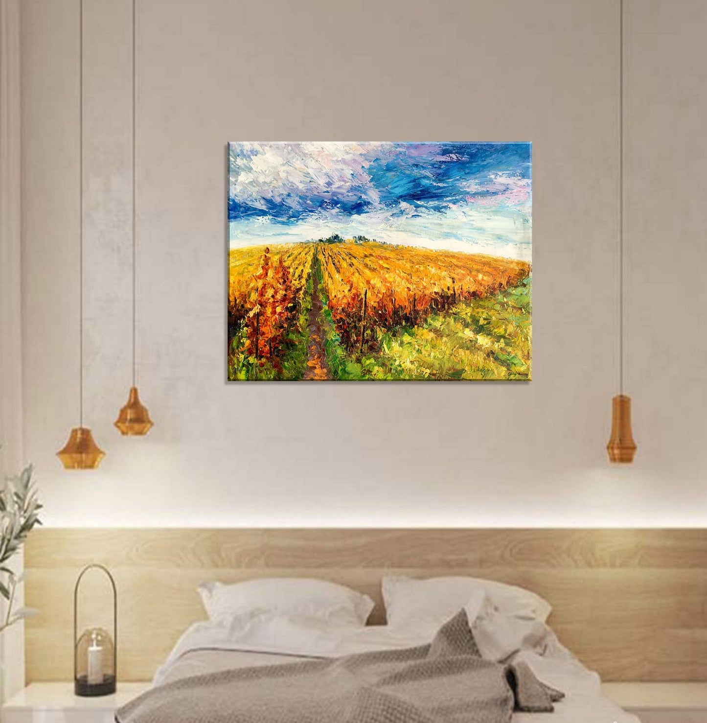 Large Oil Painting Autumn Vineyard, Abstract Oil Painting, Contemporary Art, Canvas Wall Art, Abstract Art, Original Oil Painting Landscape