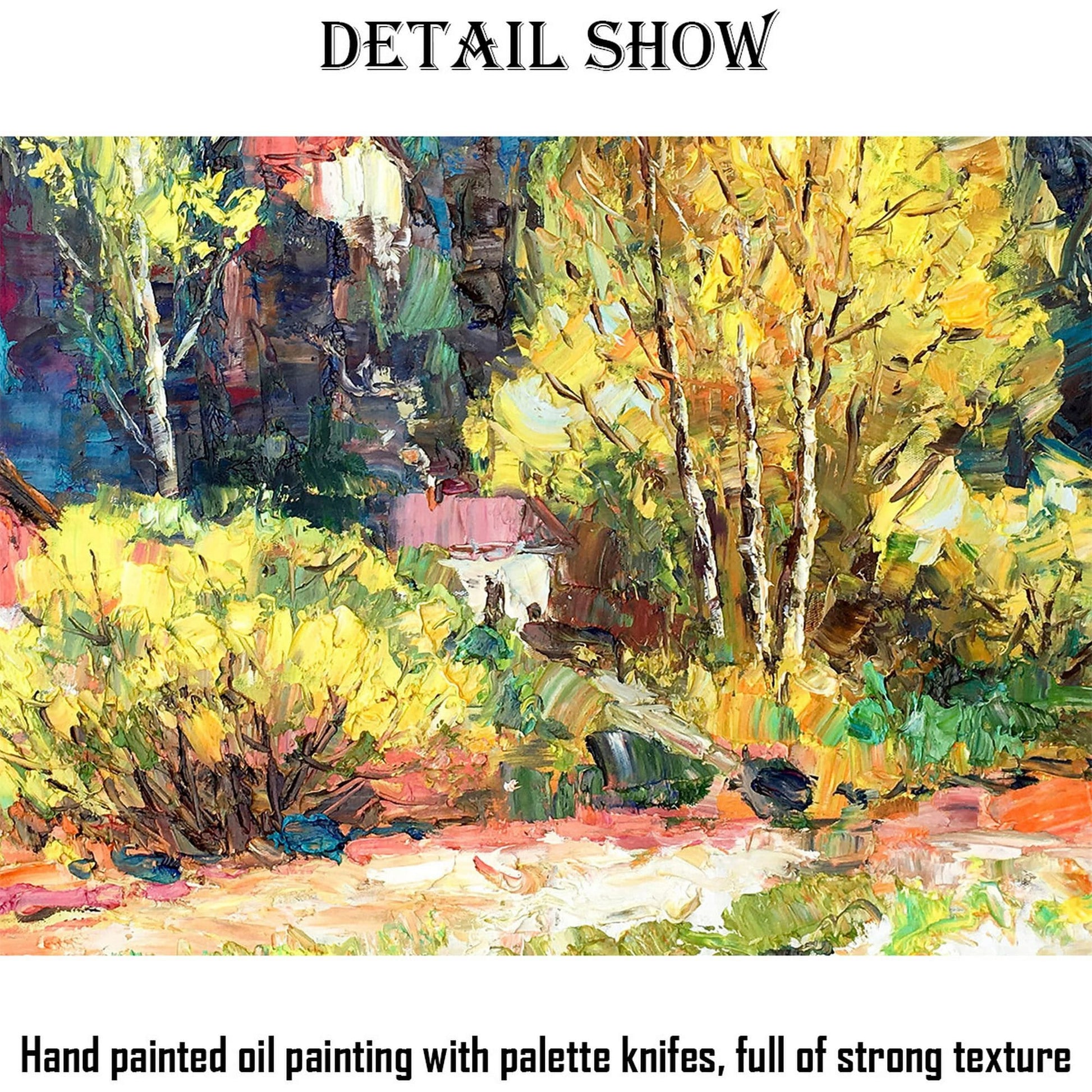 Oil Painting Autumn Forest Landscape, Large Wall Art Canvas, Abstract Oil Painting, Large Oil Painting, Oil Painting Landscape Oil Painting