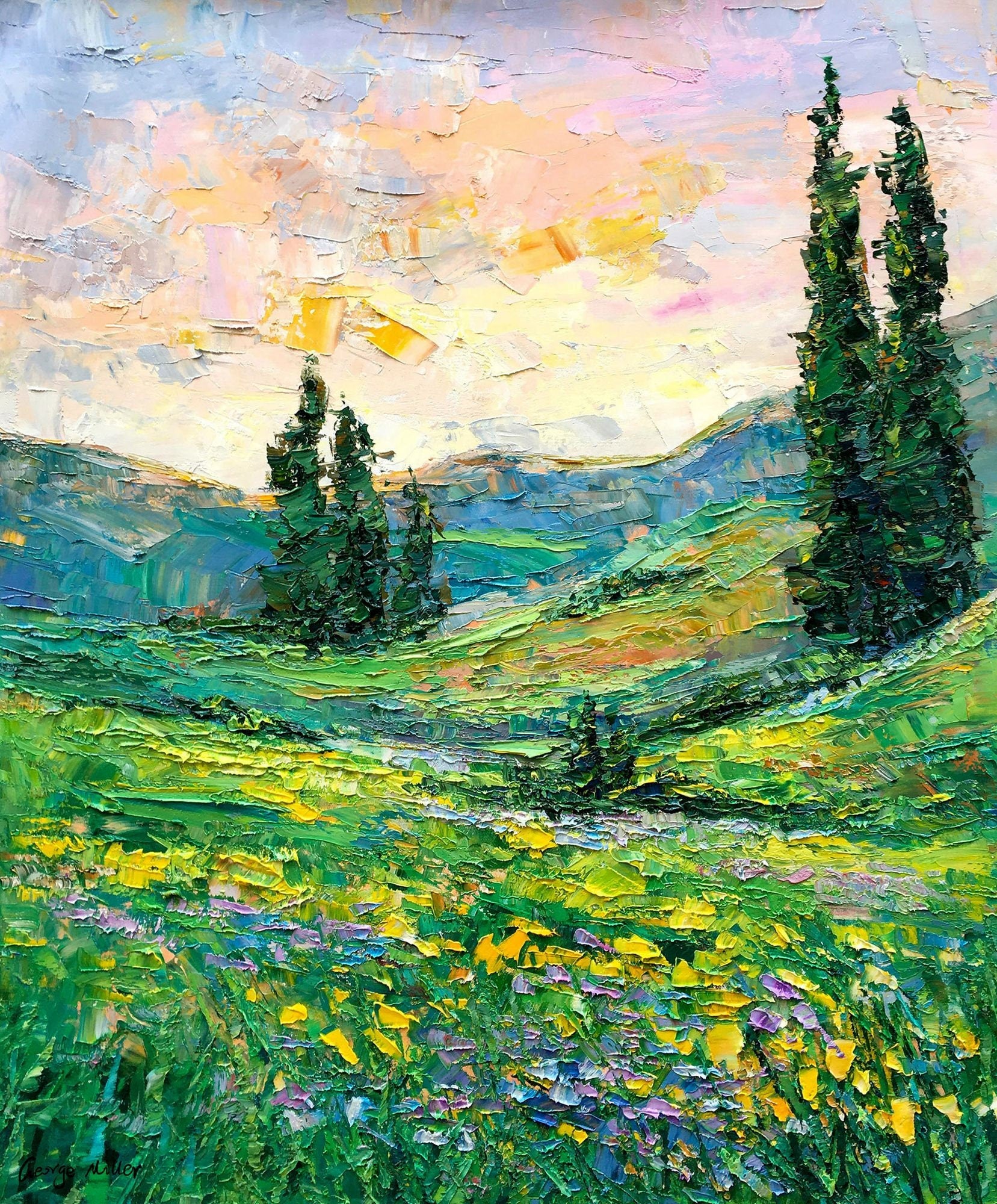 Large Oil Painting Tuscany Spring Landscape, Original Artwork, Modern –  georgemillerart