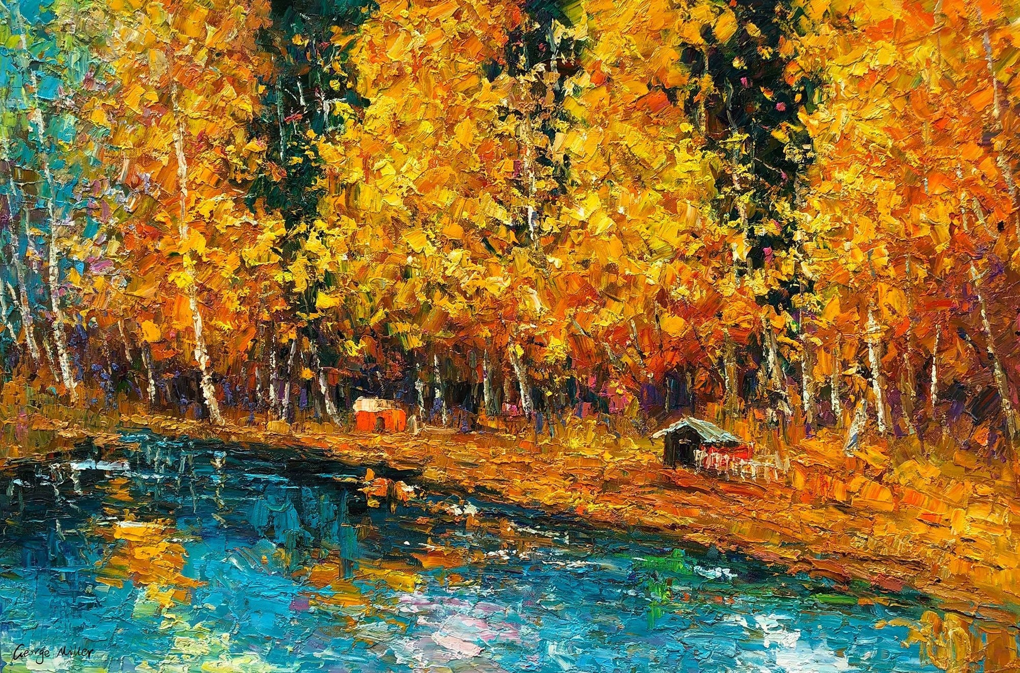 Original oil painting, Ukrainian artist, Landscape, newest Autumn, Original Artwork