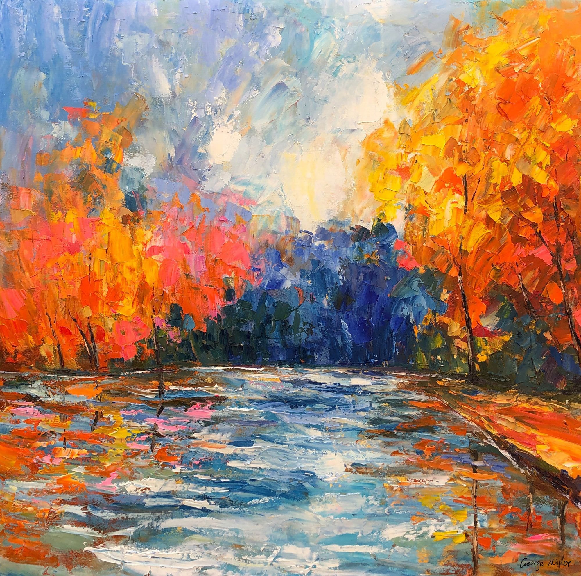 TWO Autumn Landscape Oil Paintings deals