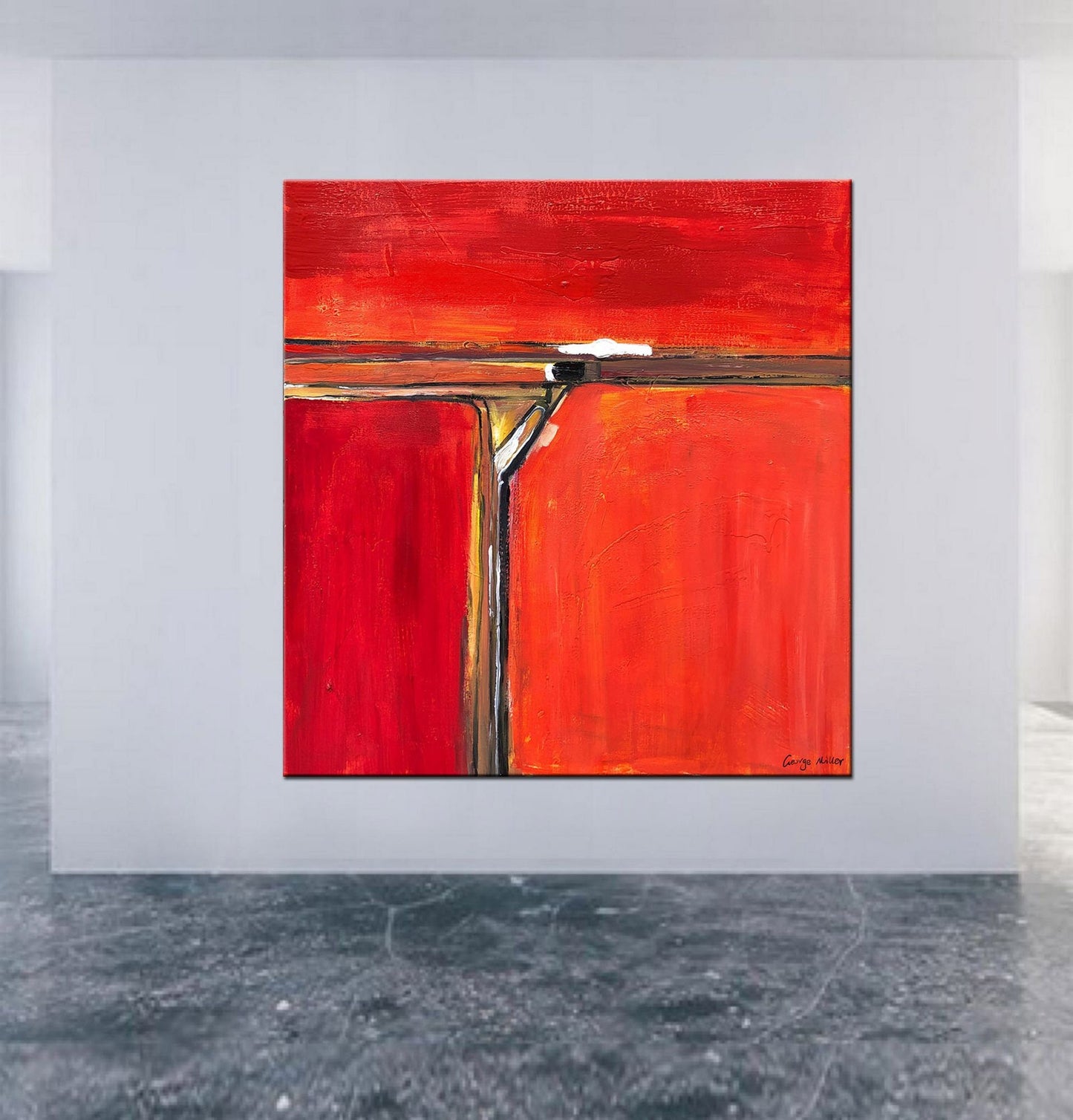 Abstract Oil Painting Red, Minimalist Painting, Wall Hanging, Office Wall Art, Living Room Decor, Above Bed Art, Unique Wall Art