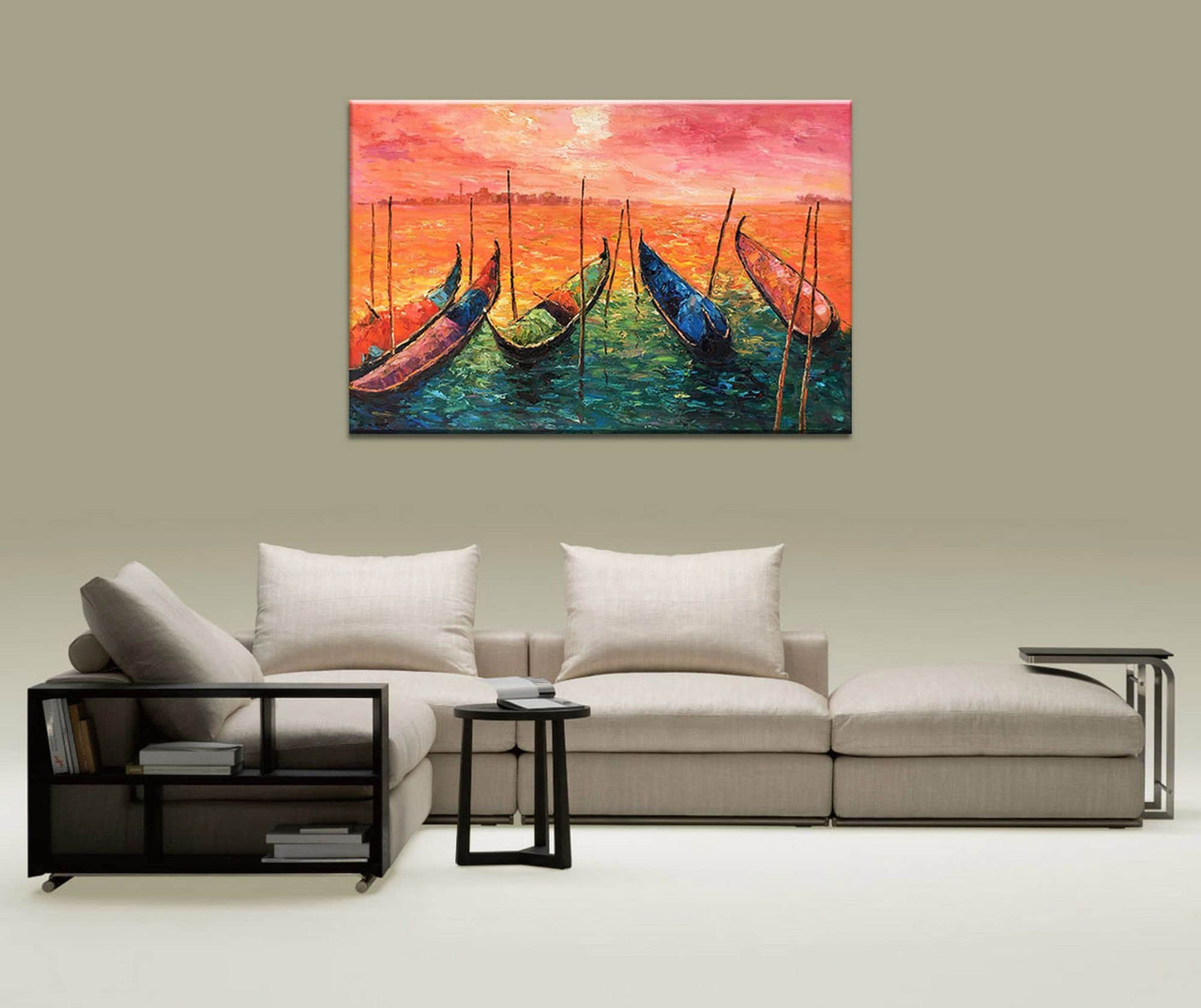 Venice At Dawn Grand Canal Gondola | Original Oil Painting for Contemporary Wall Decor