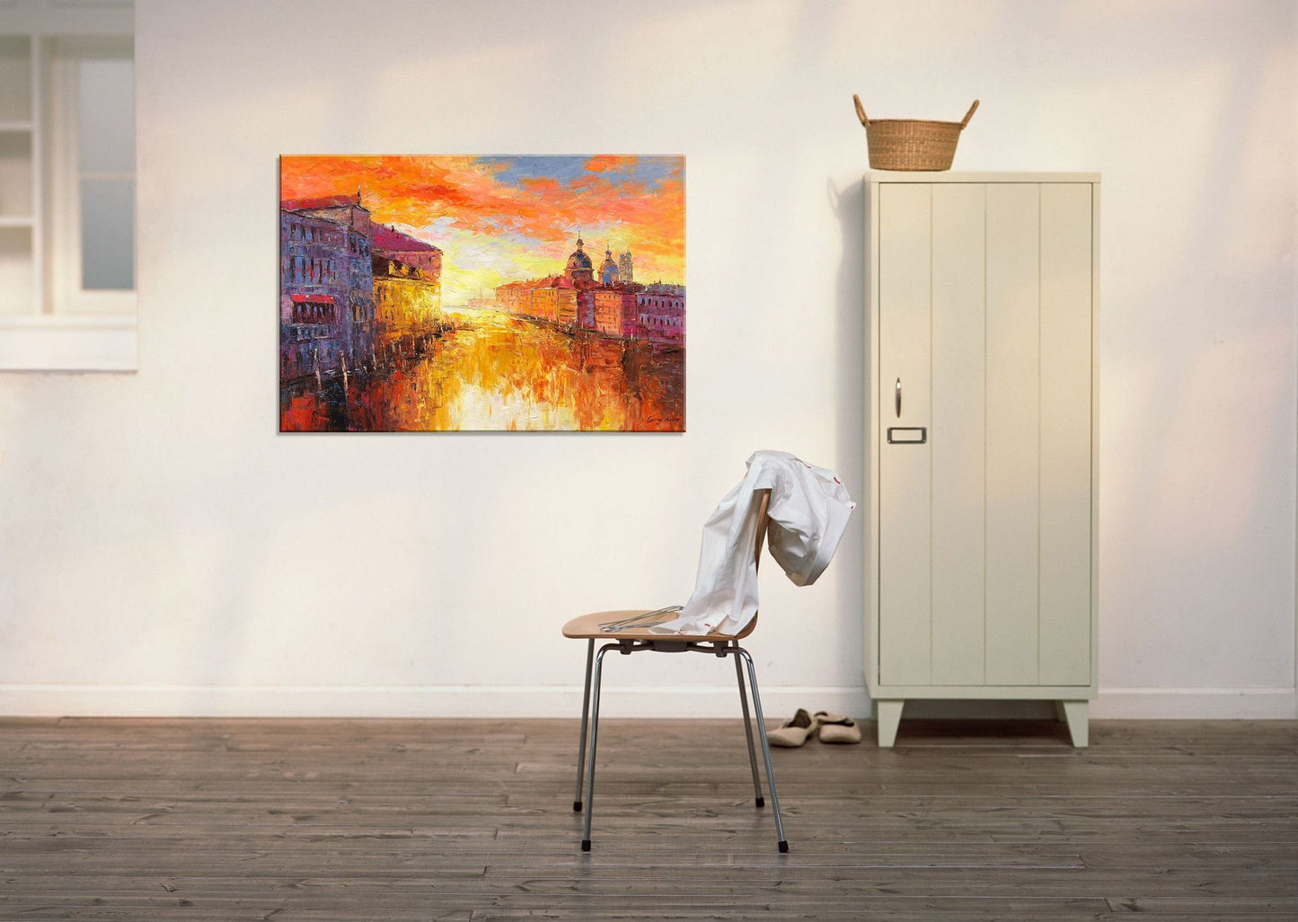 Grand Canal Of Venice Sunrise | Original Art Oil Painting - Palette Knife, Large Wall Art