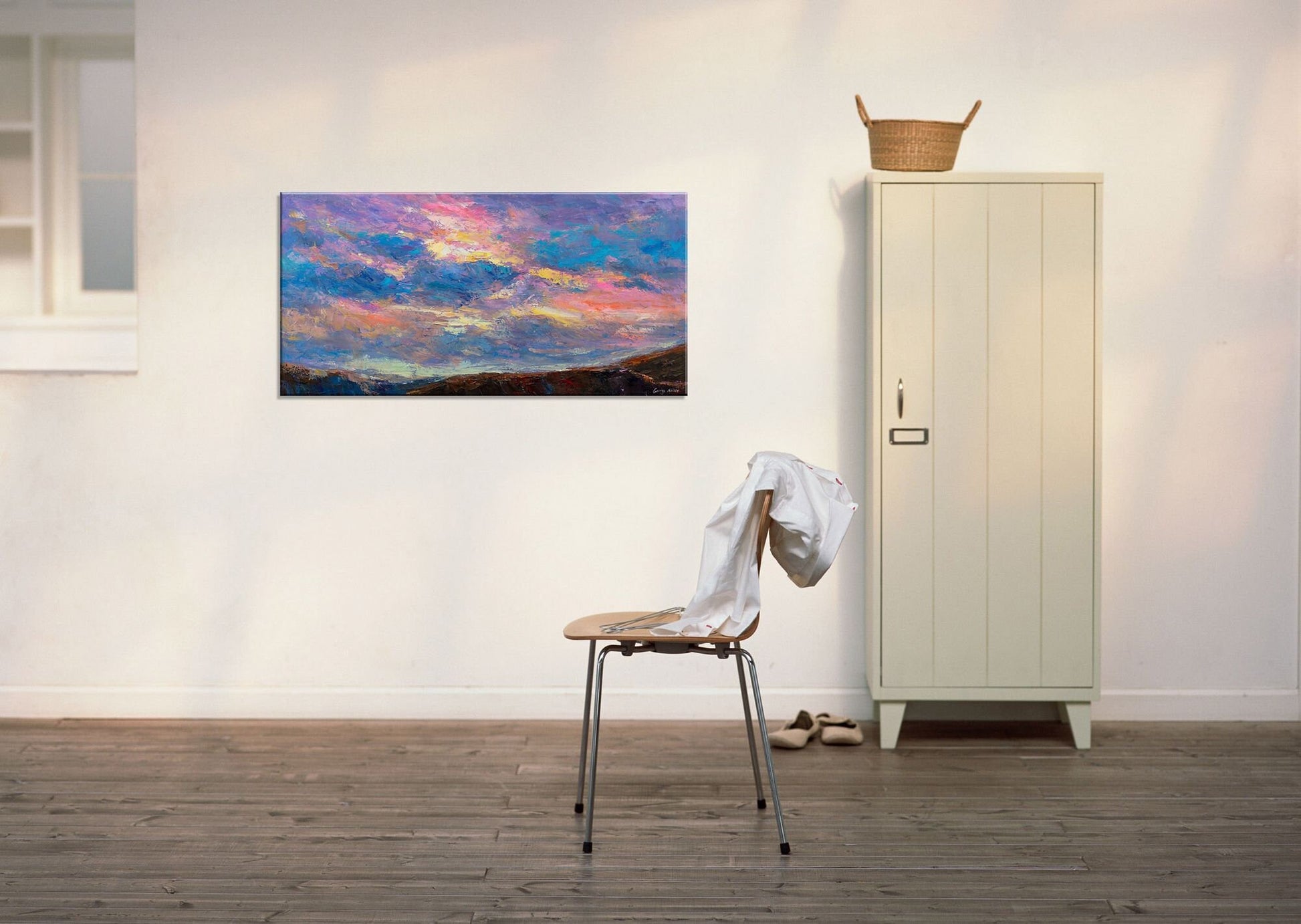 Oil Painting Sunrise in the mountains,  Abstract Canvas Art, Extra Large Wall Art, Modern Art, Painting Abstract, Original Abstract Art