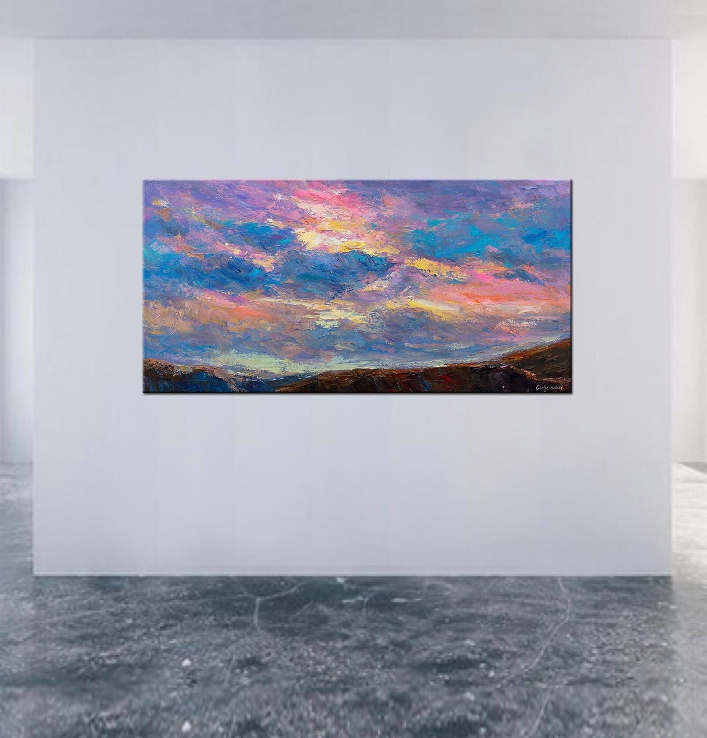 Oil Painting Sunrise in the mountains,  Abstract Canvas Art, Extra Large Wall Art, Modern Art, Painting Abstract, Original Abstract Art