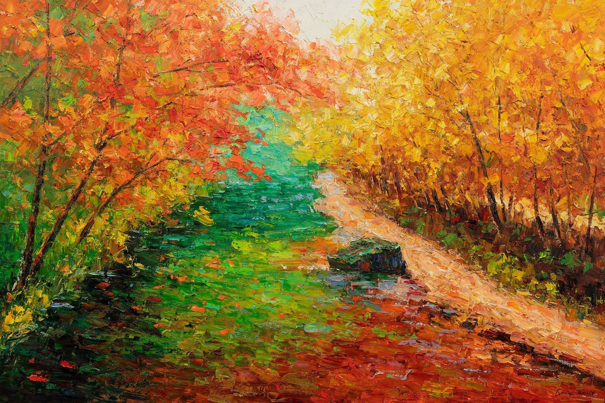 Large Oil Painting, Canvas Art, Original Art, Modern Painting, Oil Painting Landscape, Abstract Oil Painting, Autumn White Birch Forest