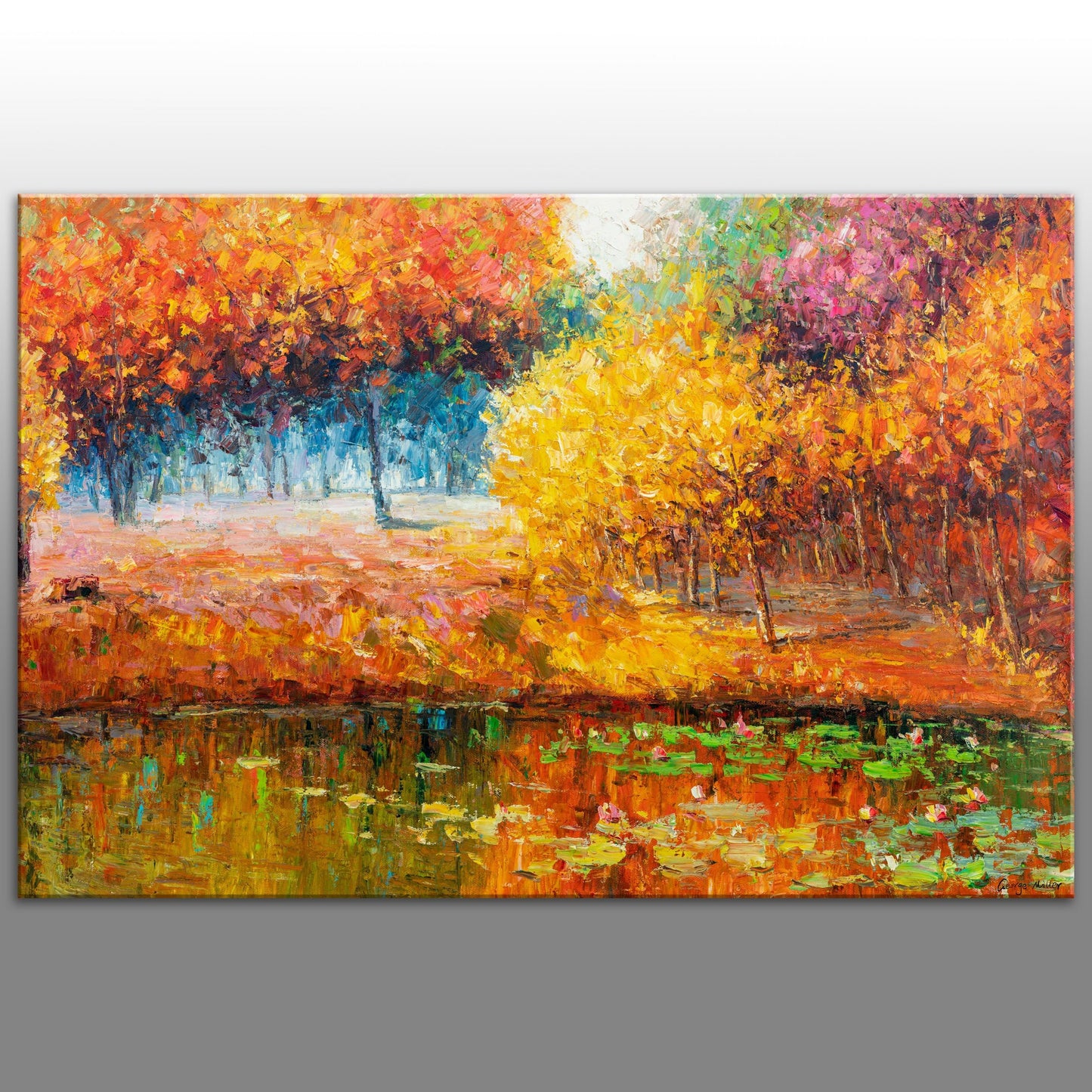 Autumn Forest Landscape Oil Painting, Large Painting, Contemporary Painting, Abstract Art, Original Art, Bedroom Decor, Large Oil Painting