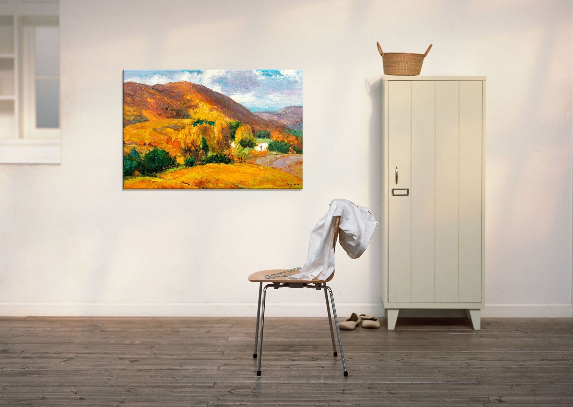 The Perfect Rustic Wall Art - This Impasto Painting of Large Landscape Hills by George Miller is Ideal for Any Home or Office