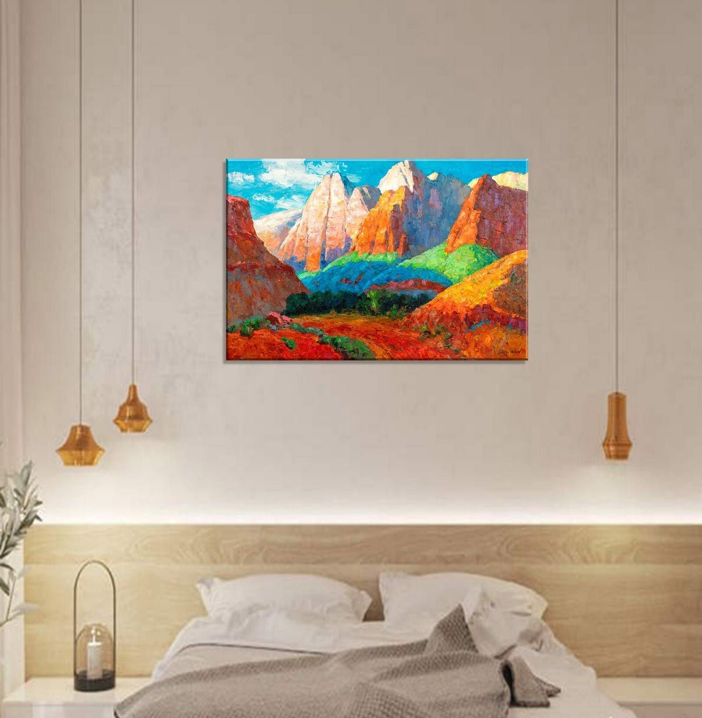 Landscape Oil Painting Spring Mountains, Modern Art, Abstract Canvas Art, Large Abstract Painting, Abstract Oil Painting, Original Painting