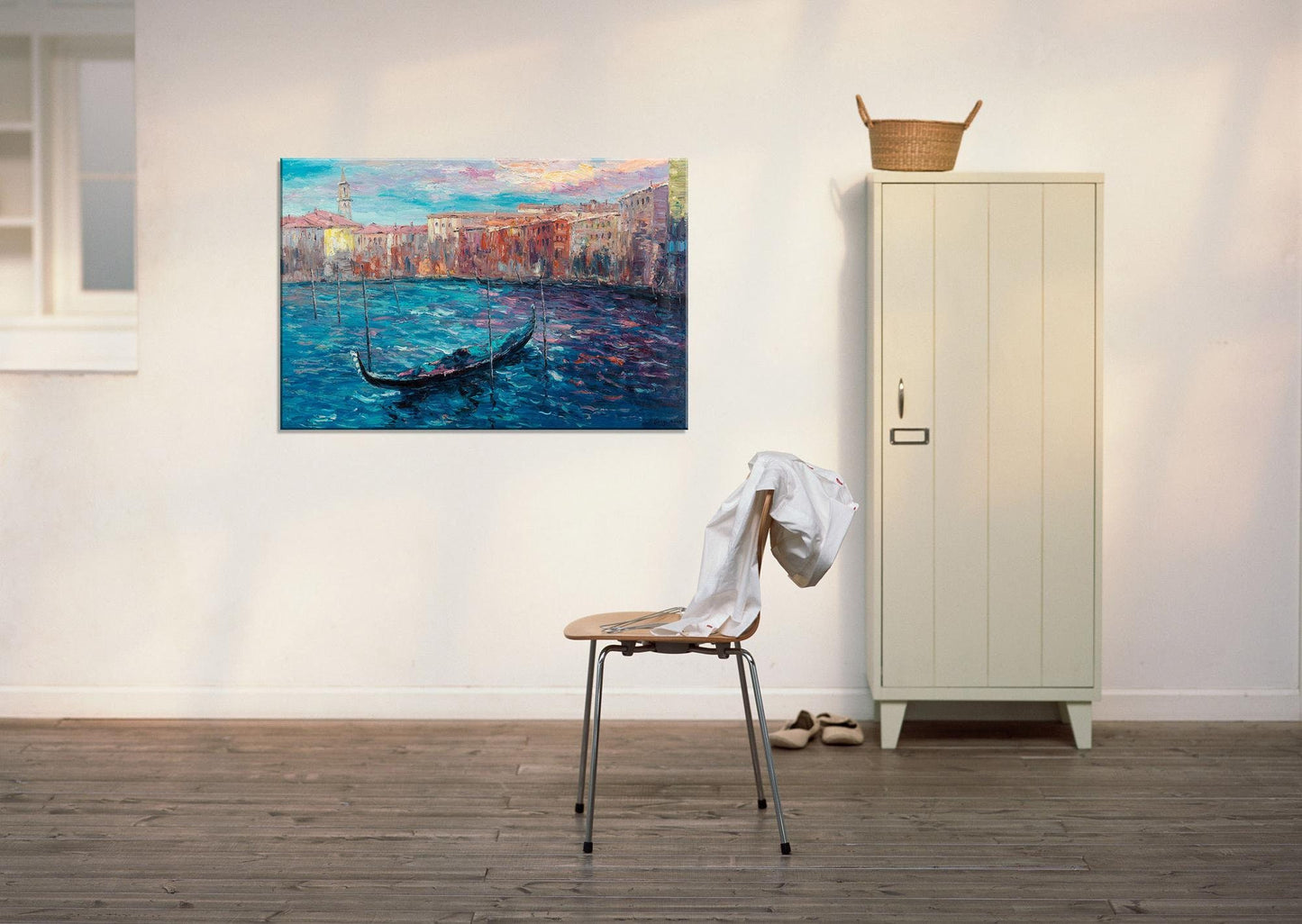 Oil Painting Venice Grand Canal Gondola, Large Art, Abstract Canvas Art, Original Abstract Painting, Living Room Art, Landscape Oil Painting