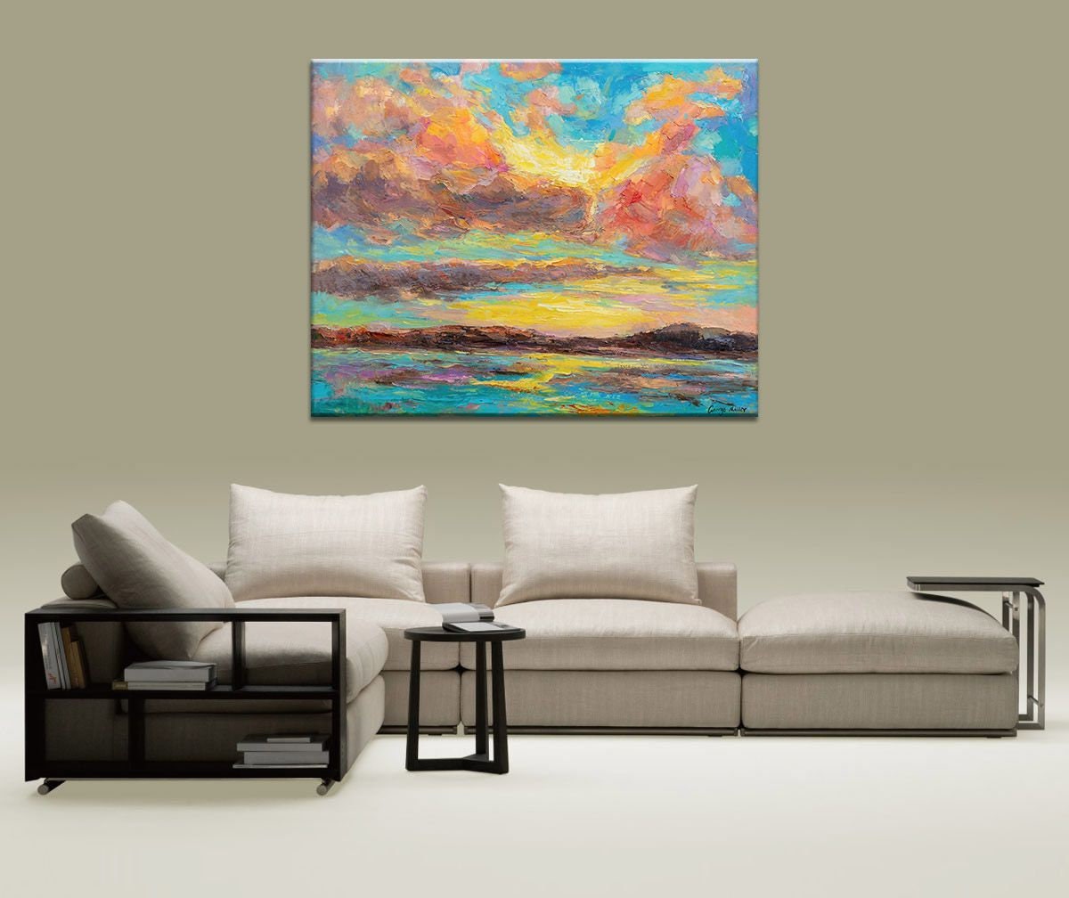 Abstract Art, Abstract Painting, Large Art, Seascape, Skyscape at Dawn, Large Abstract Painting, Landscape Oil Painting, Painting On Canvas