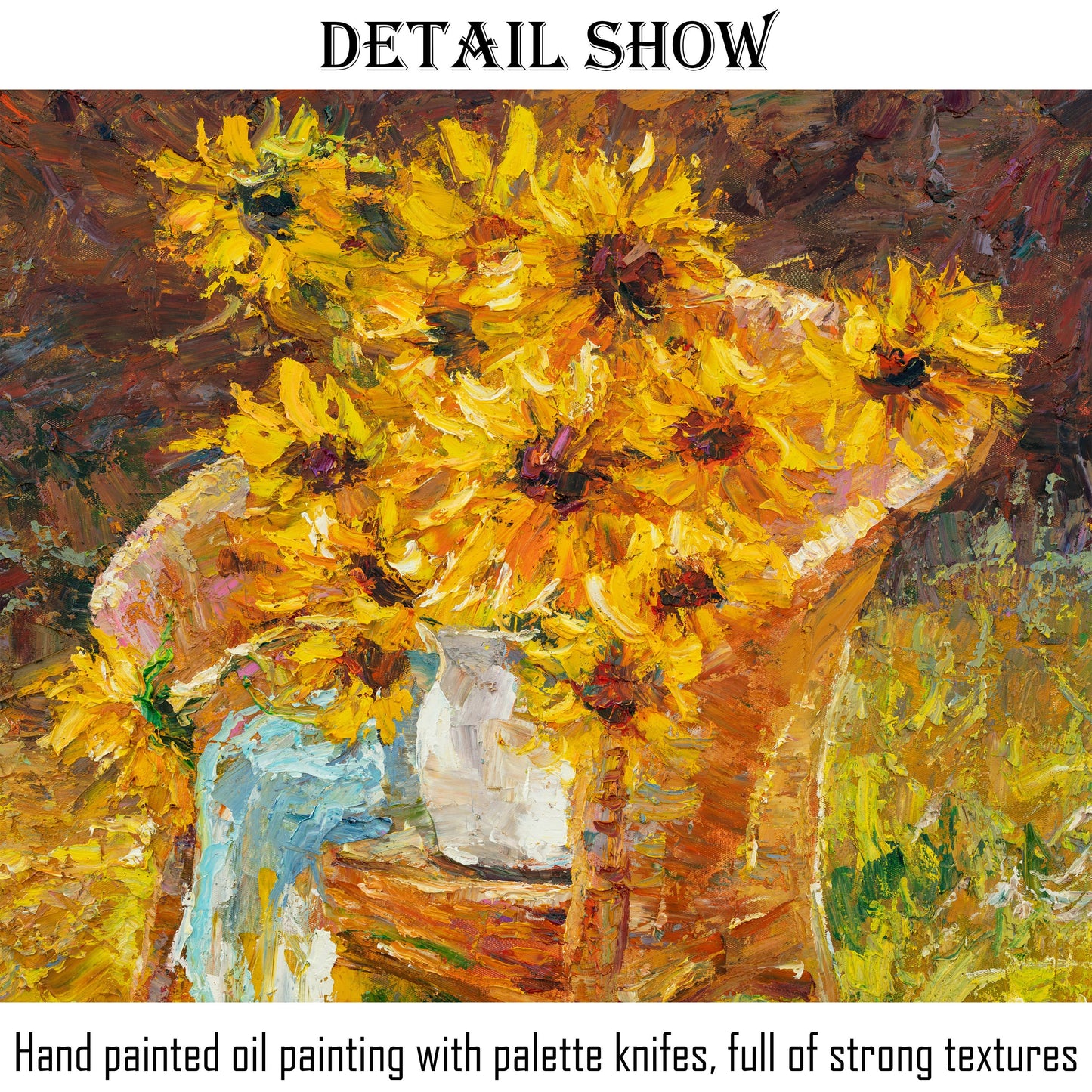 Flower Painting Sunflowers, Abstract Painting, Original Art, Palette Knife Painting, Oil Painting, Abstract Flower Painting, Rustic Wall