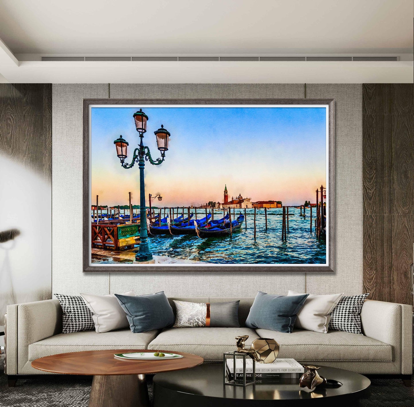 Giclée Print Venice Grand Canal Gondola, Print Wall Art, Watercolor Print, Wall Décor Living Room, Abstract Art Print, Blue, Modern Art