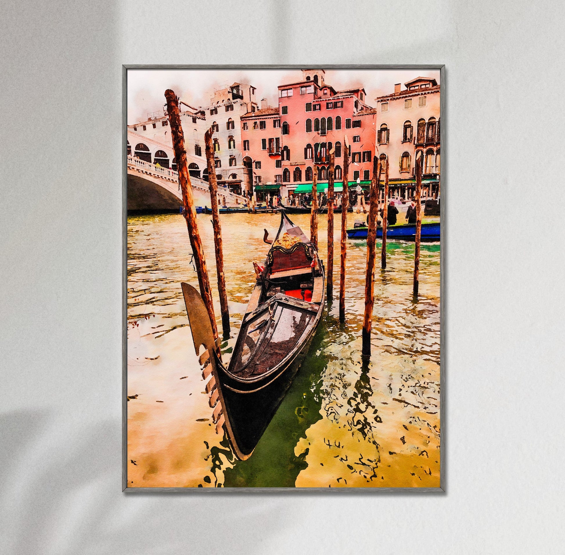 Venice Grand Canal Gondola Italy Cityscape Giclée Print, Watercolor Abstract Wall Art Prints, Modern Art, Canvas Art, Dorm Décor, HD Print