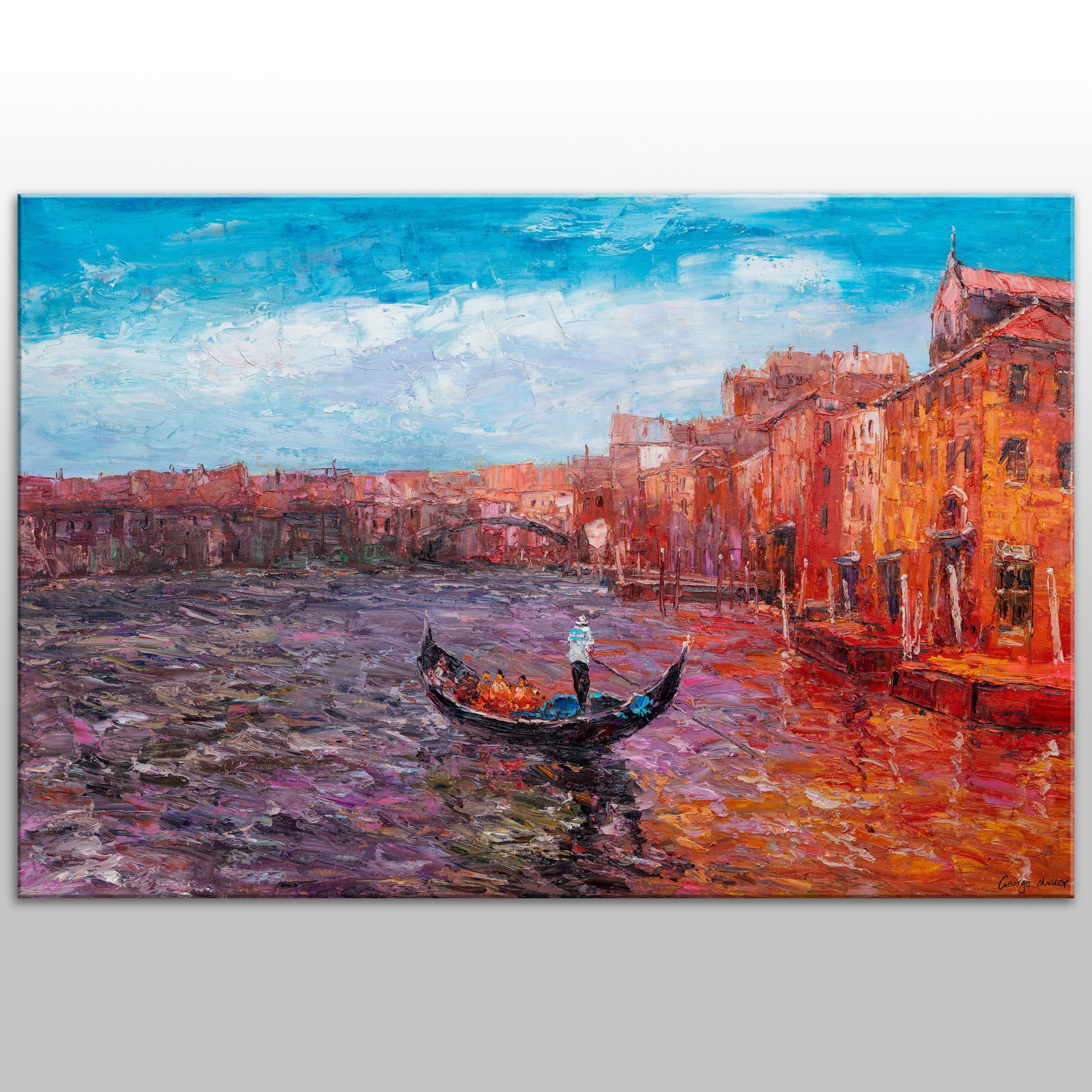 Original Oil Painting Venice Grand Canal Gondola, Abstract Painting, Modern Art, Large Canvas Painting, Wall Decor, Landscape Oil Painting