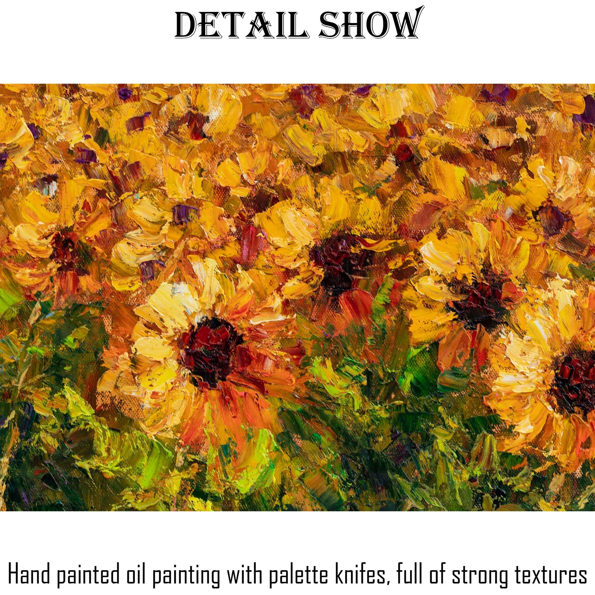 Add Some Charm to Your Home with George Miller's Vibrant Oil Painting of Sunflower Fields - Ready to Hang 32x48-Inches, Housewarming Gift