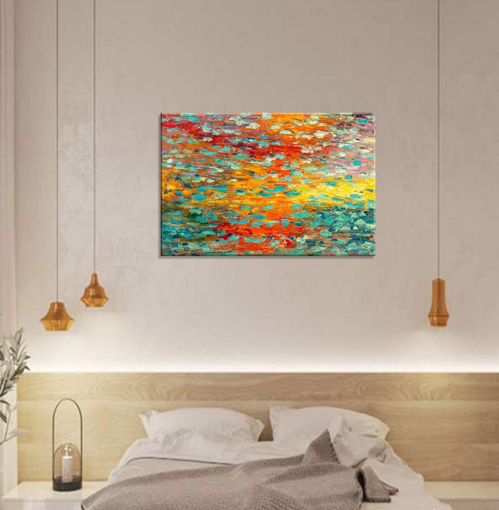 Abstract Art, Abstract Canvas Art, Waterlily Pond, Original Abstract Art, Modern Painting, Large Canvas Painting, Landscape Oil Painting