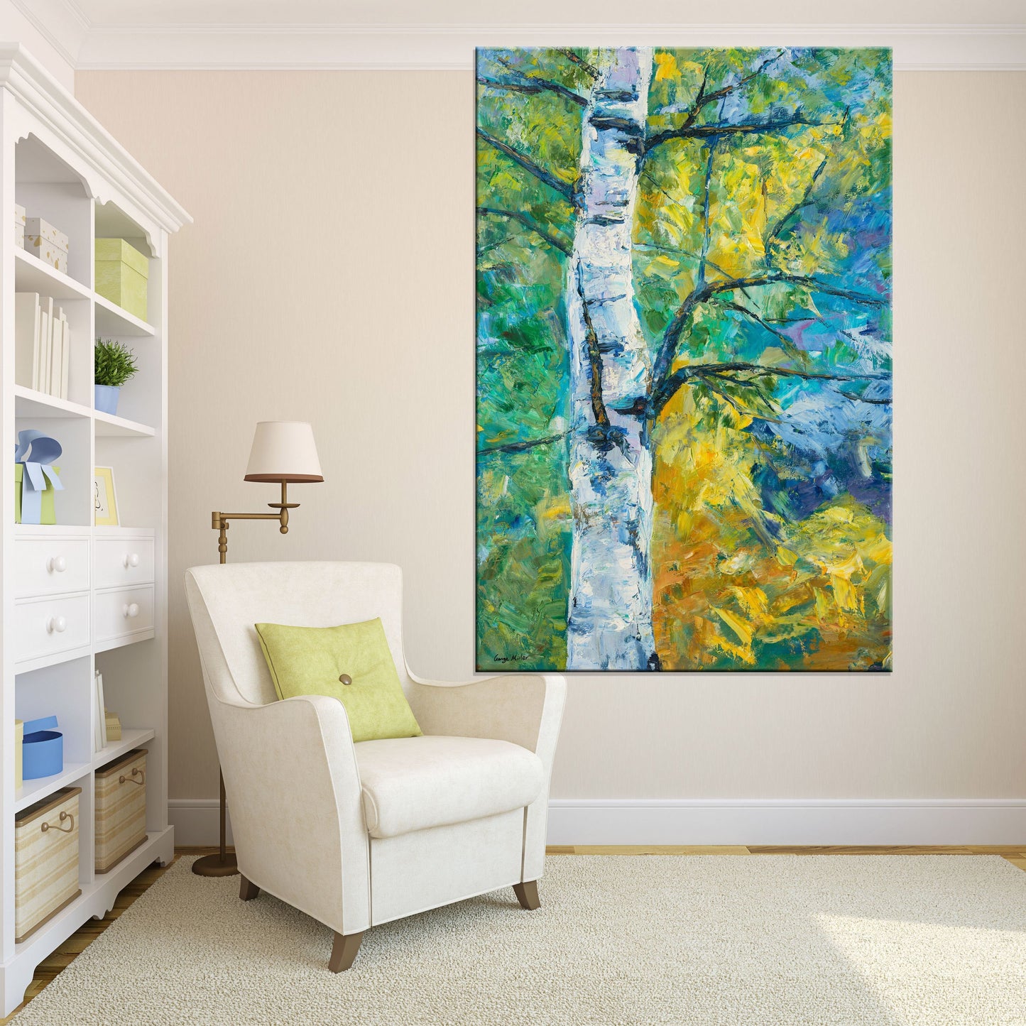 Oil Painting Silver Birch Tree Spring, Canvas Painting, Oil On Canvas Painting, Landscape Painting, Large Canvas Art, Modern Wall Art