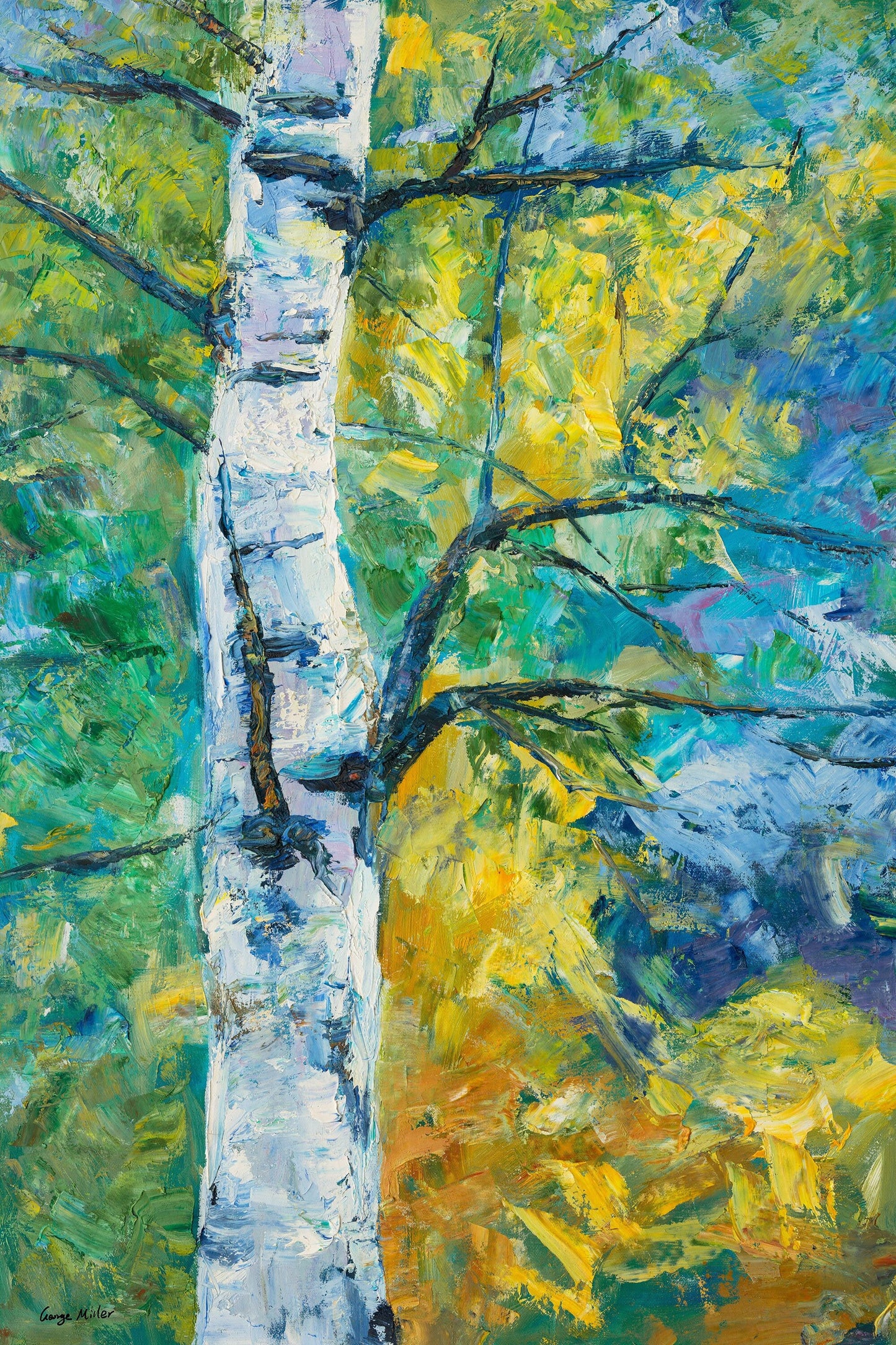Oil Painting Silver Birch Tree Spring, Canvas Painting, Oil On Canvas Painting, Landscape Painting, Large Canvas Art, Modern Wall Art