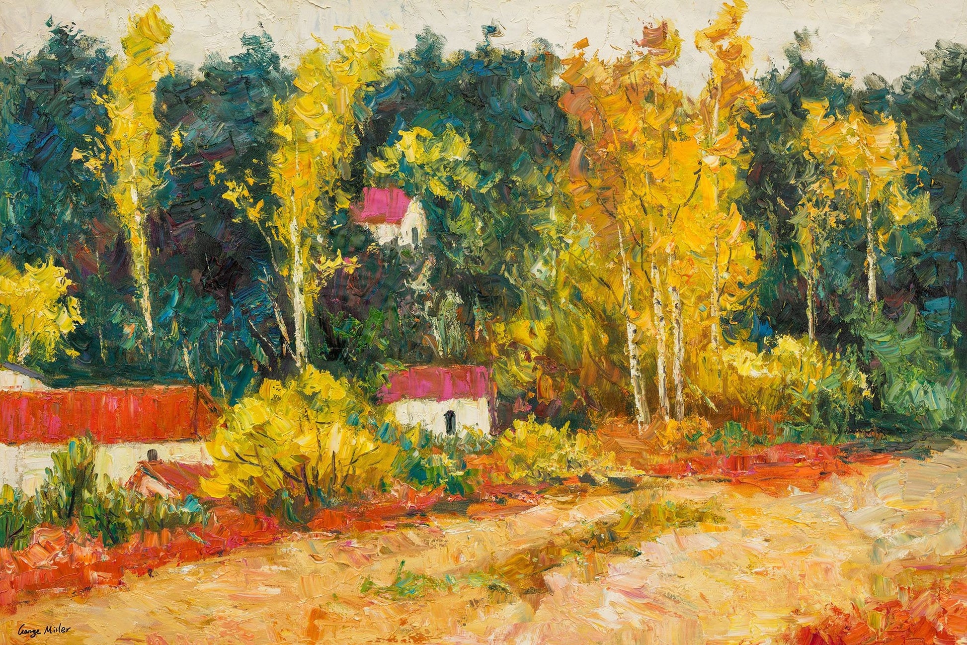 Autumn Landscape Painting, Birch Forest Oil Painting, Canvas Painting, Impressionist Painting, Wall Art, Original Landscape Oil Paintings