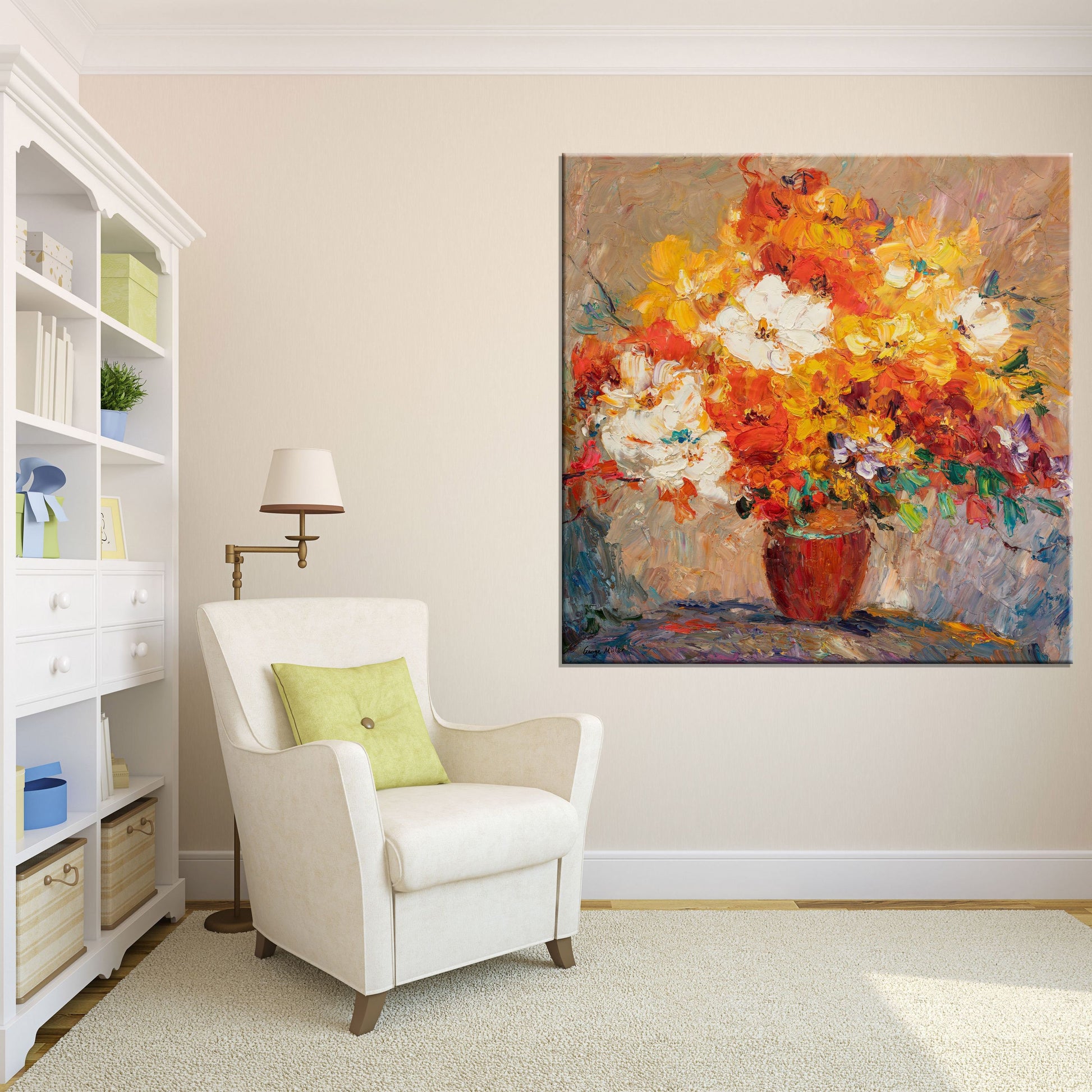 Large Canvas Painting, Flower Painting, Modern Painting, Oil Painting Original, Abstract Art, Bedroom Decor, Modern Wall Art, Palette Knife