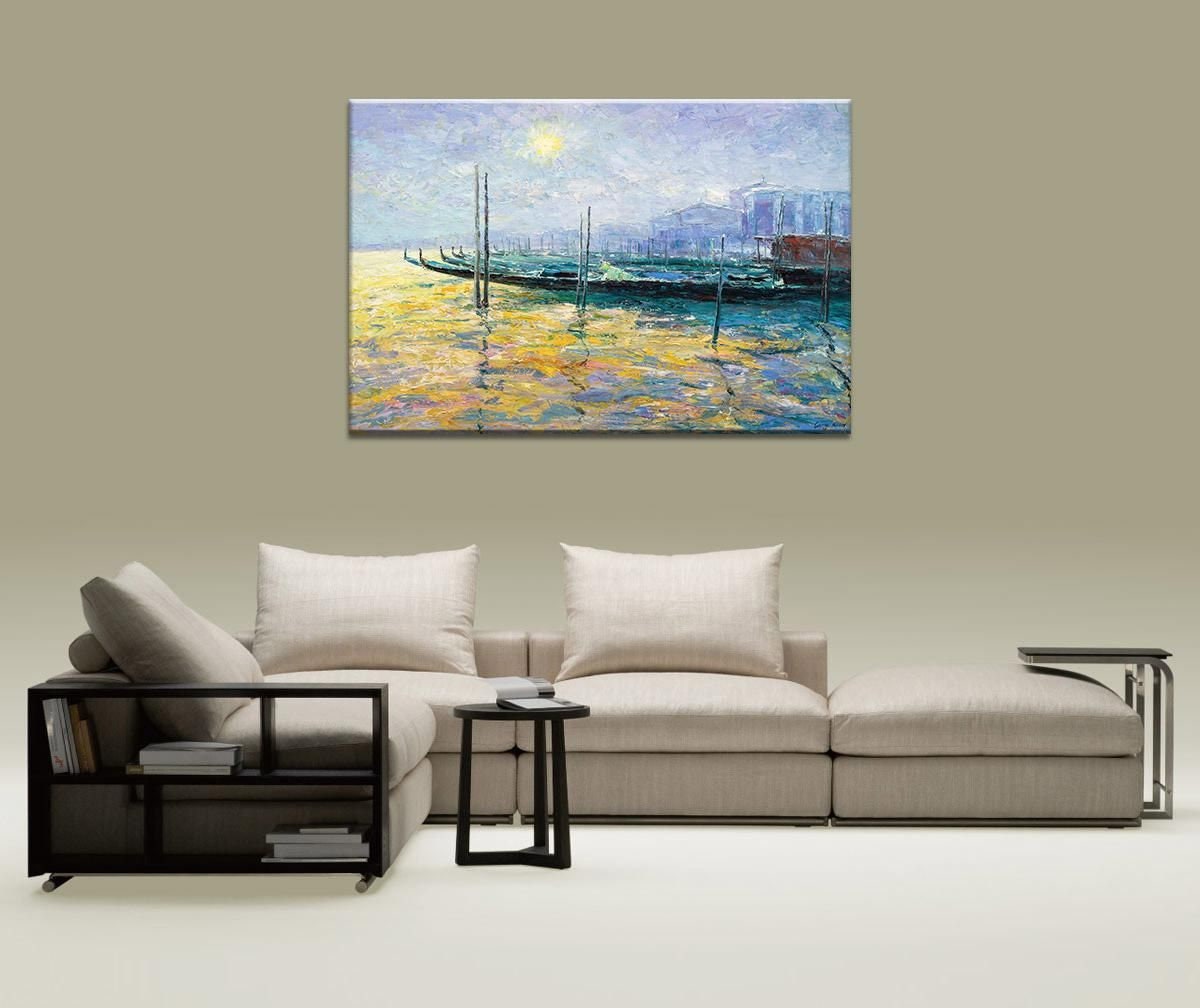 Oil Painting Original Venice Gondola at Dawn, Large Art, Large Landscape Painting, Large Canvas Painting, Canvas Art, Master Bedroom Decor