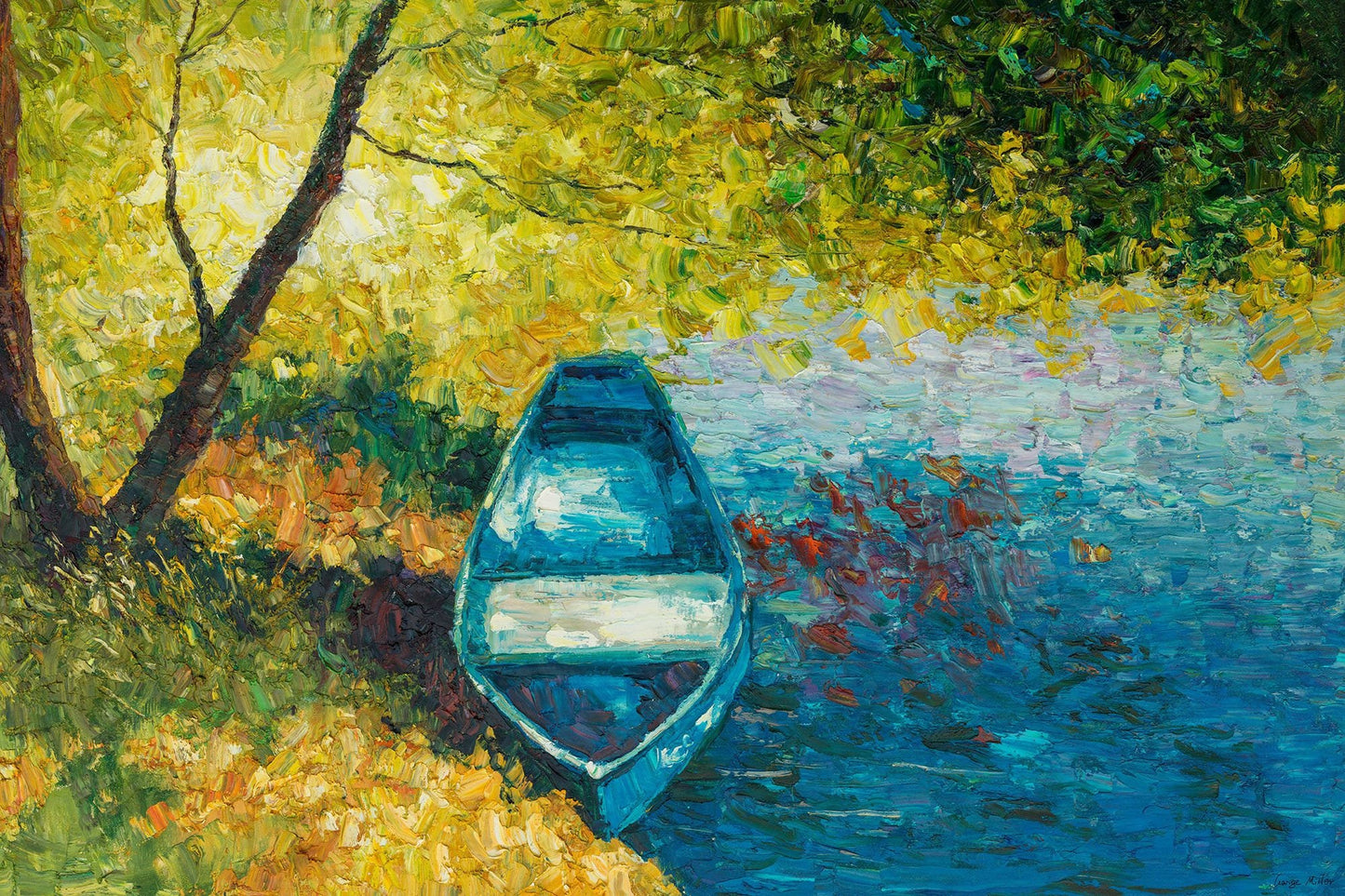 Oil Painting, Original Painting, Fishing Boat, Seascape Painting, Modern Art, Contemporary Art, Palette Knife Oil Painting, Modern Art