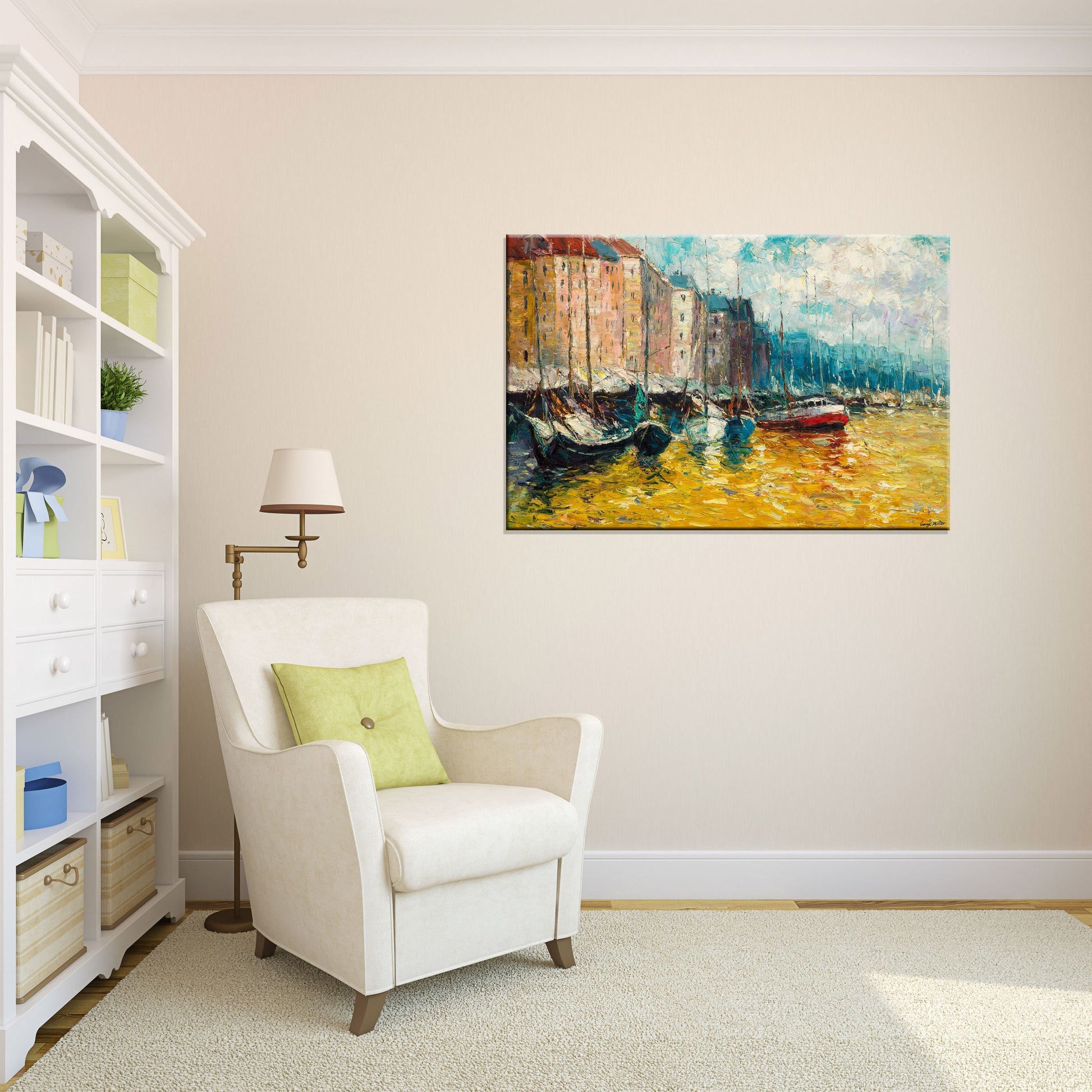 Venice Oil Painting, Gondola, Landscape Painting, Modern Painting, Wall Art, Large Canvas Art, Painting Abstract, Palette Knife Painting