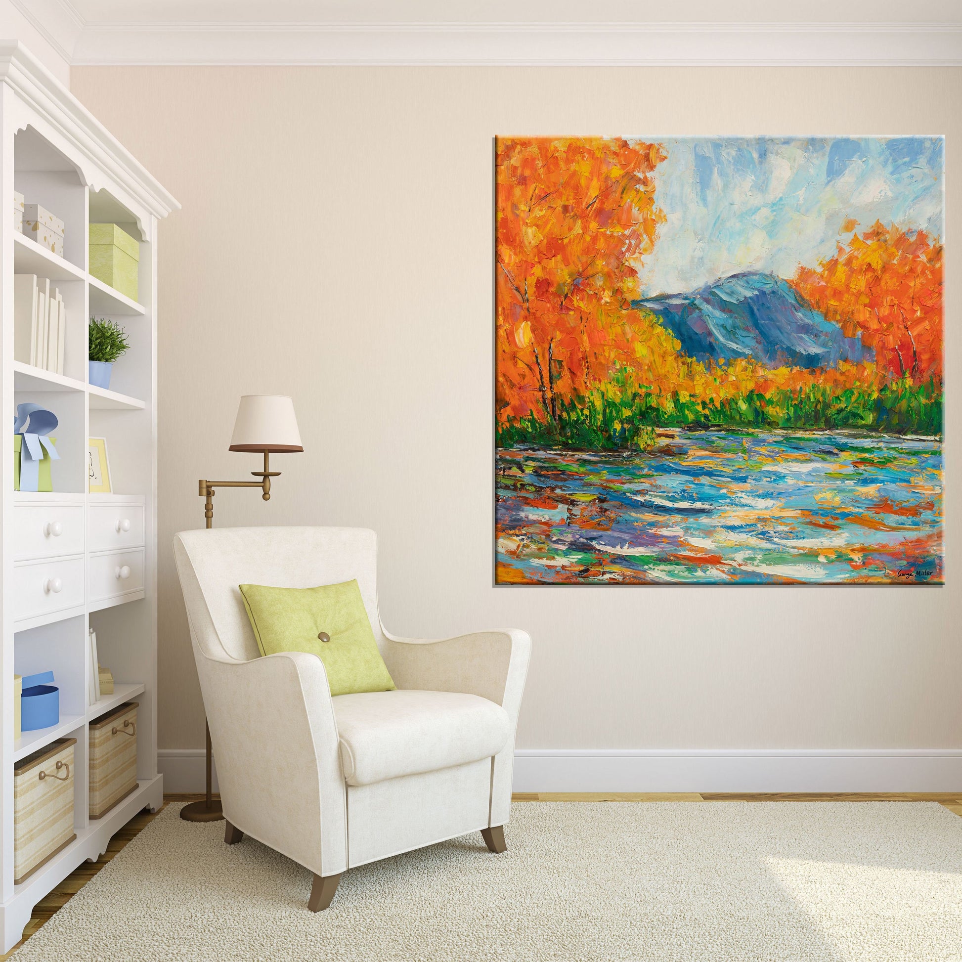 Oil Painting,  Landscape Painting, Large Art, Large Canvas Wall Art,  Palette Knife Painting, Original Oil Painting, Autumn Oil Painting