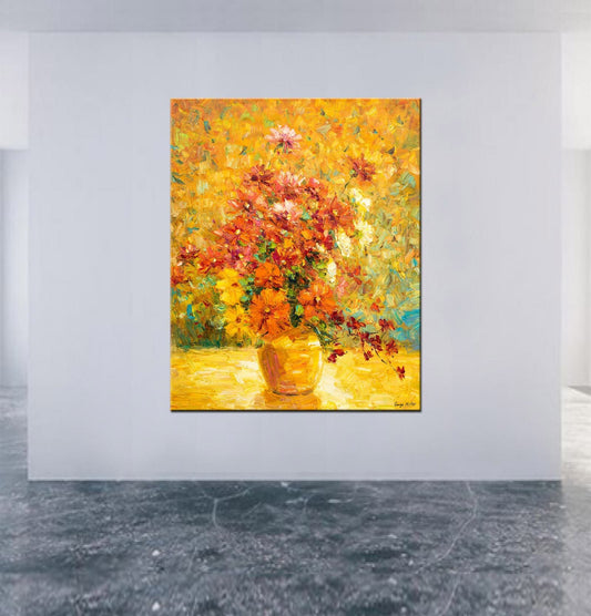 Oil Painting Art, Flower Painting, Contemporary Painting, Bedroom Wall Decor, Flower Art, Large Abstract Painting, Abstract Oil Painting
