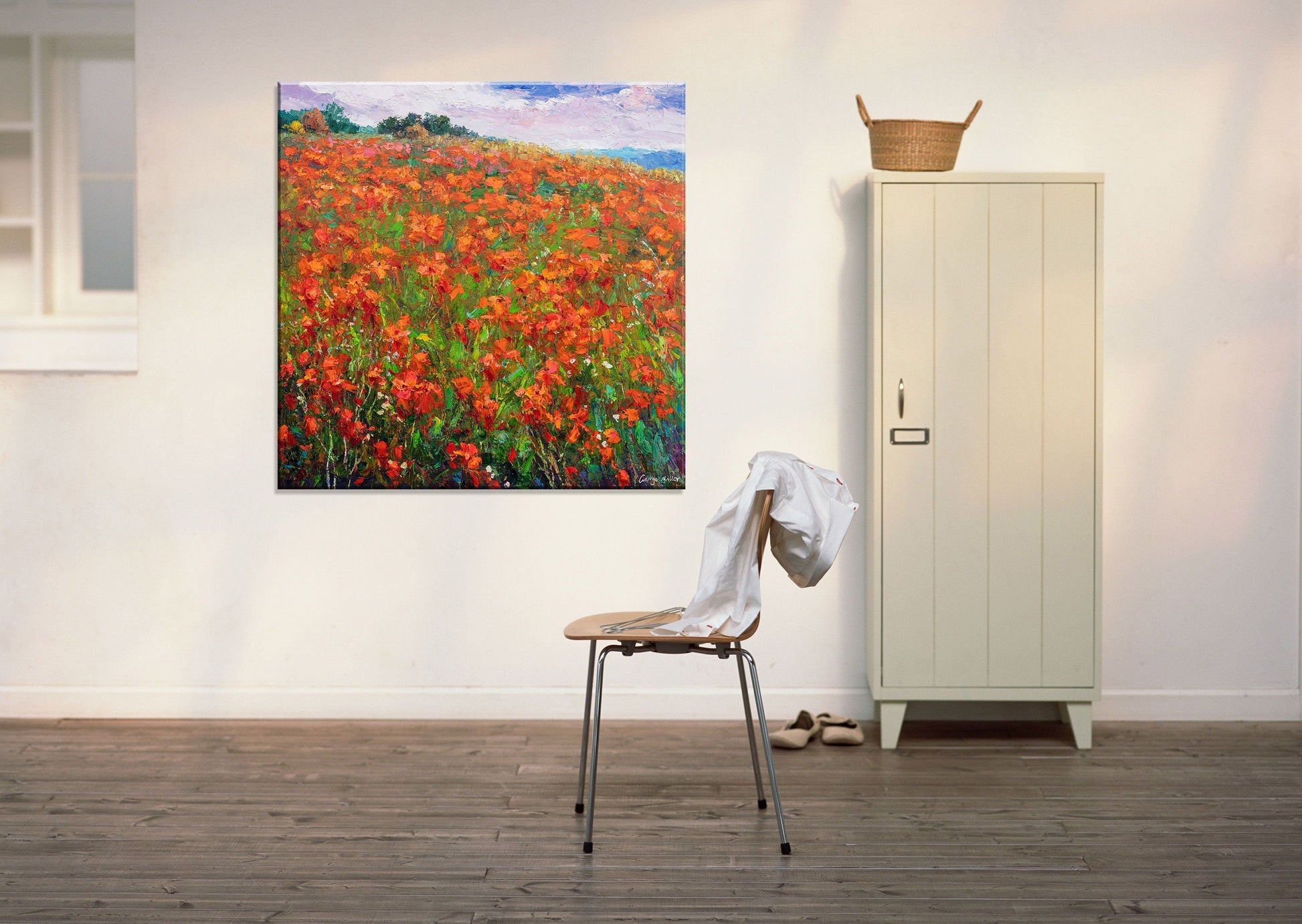 Oil Painting Landscape, Canvas Painting, Large Oil Painting, Original Abstract Painting, Abstract Painting, Flower Field at Dawn