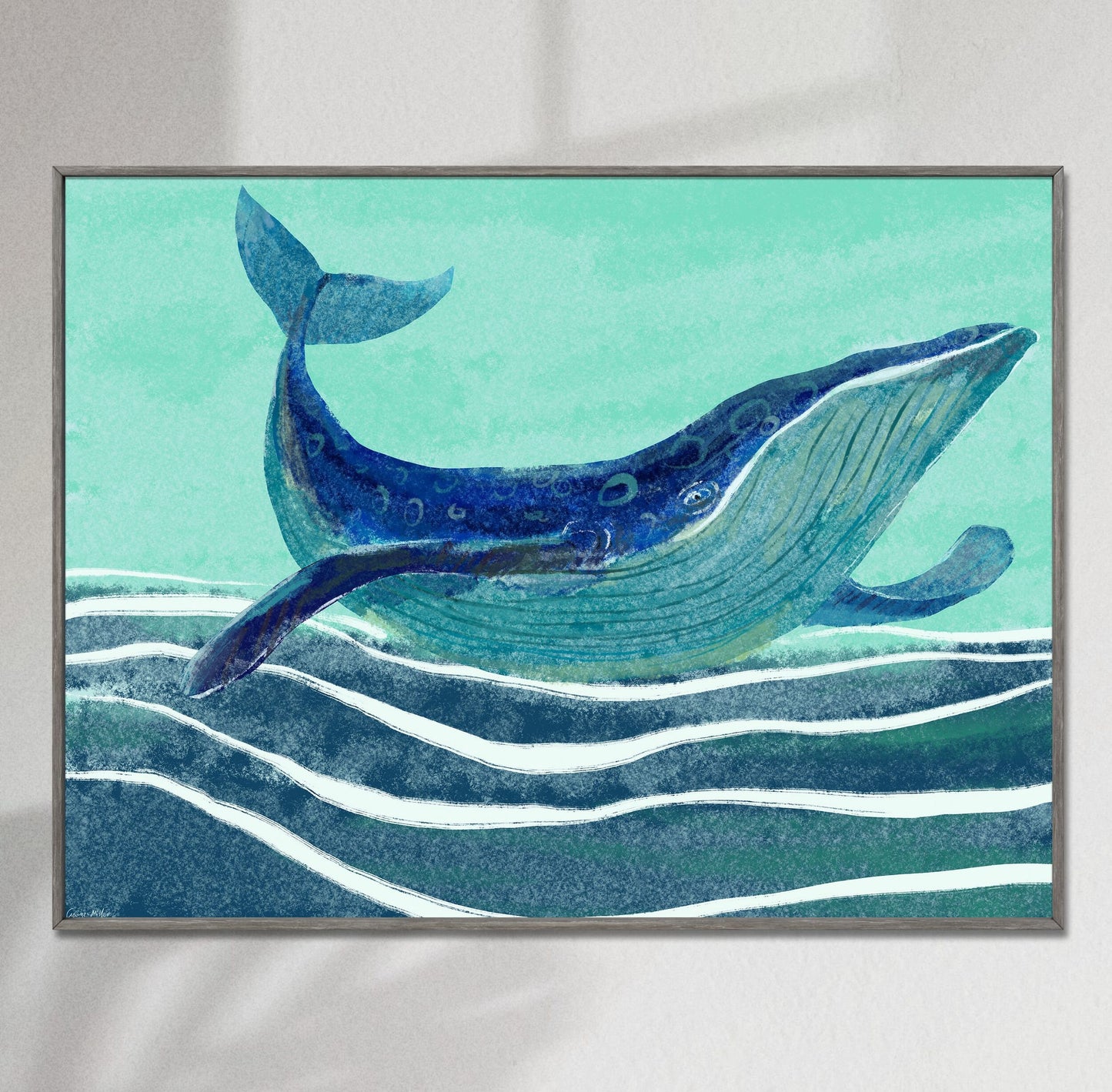 Blue Whale Canvas Print Wall Décor Bedroom, Abstract Landscape Painting, Art Prints, Artwork Original, Modern Art, Giclée Print