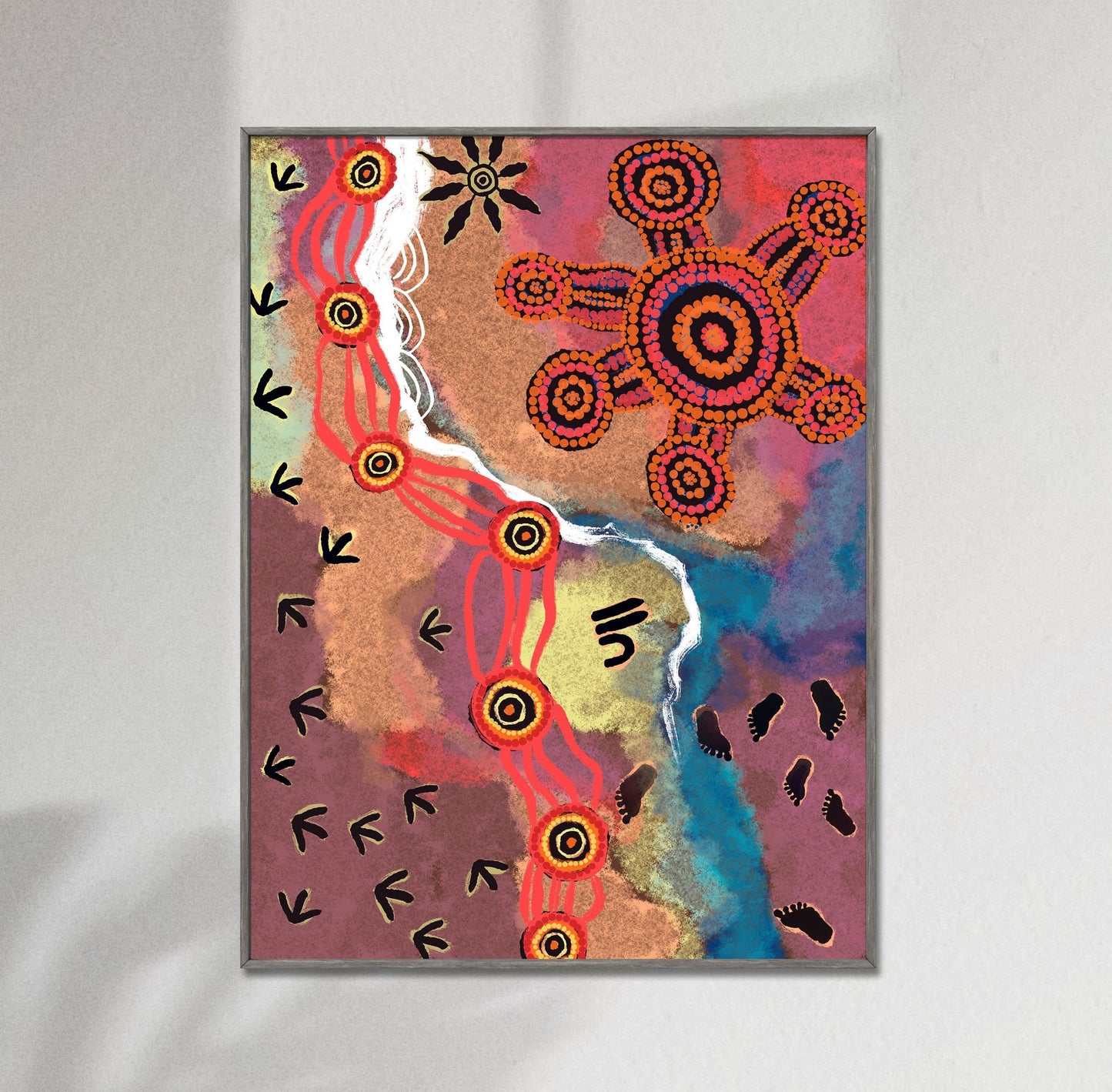 Australian Aboriginal Art Print, Canvas Print, Wall Art Abstract, Abstract Watercolor Print, Art Painting, Artwork Modern Wall Décor