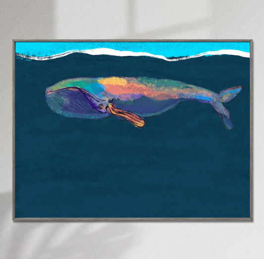 Blue Whale Giclée Print Prints Art, Watercolor Print, Wall Decor, Abstract Art Print, Art Print Watercolor, Artwork Original, Modern Art
