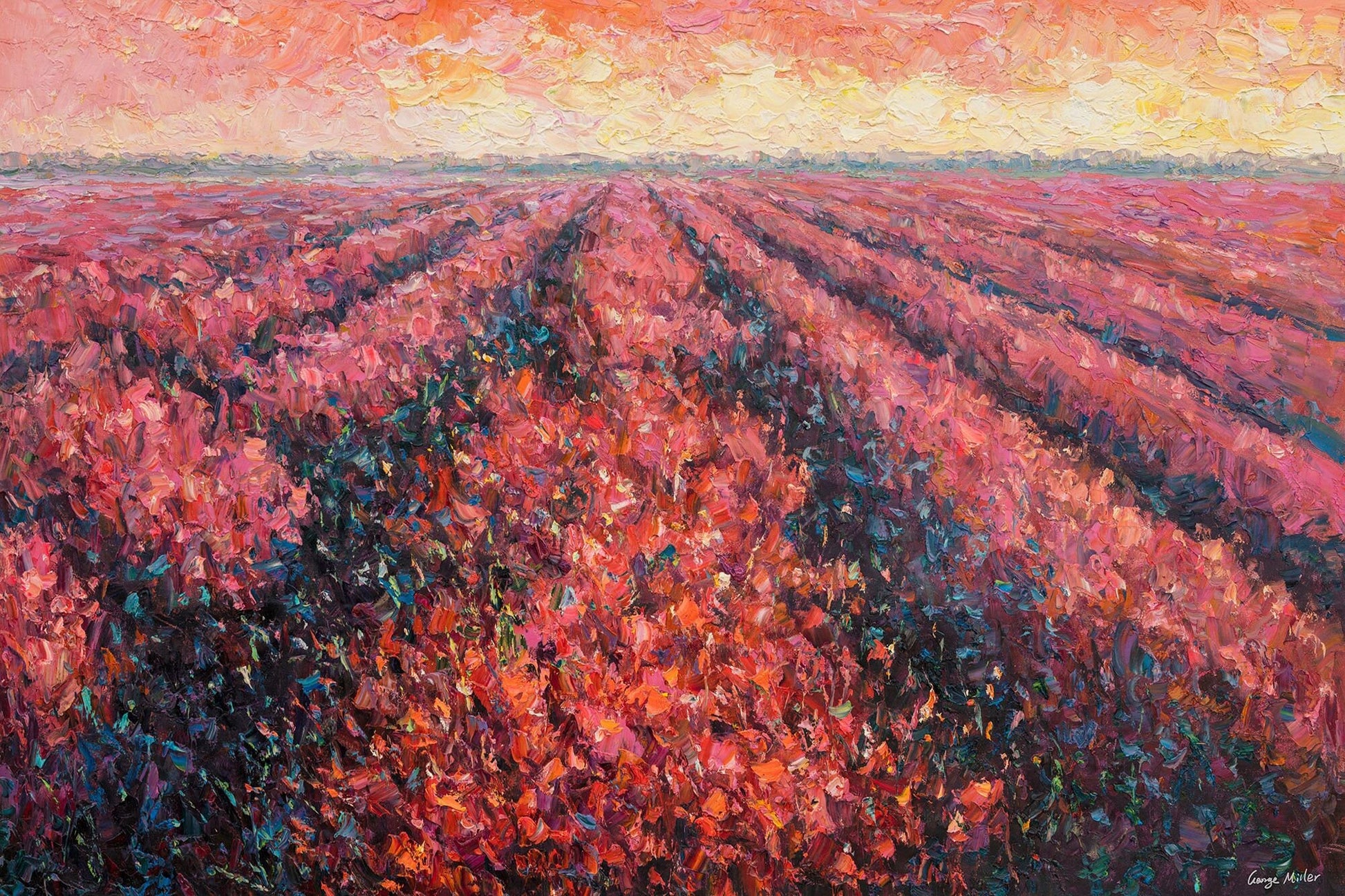Original Landscape Painting Lavender Fields, Canvas Wall Art, Wall Art Painting, Extra Large Wall Art, Handmade, Contemporary Artwork