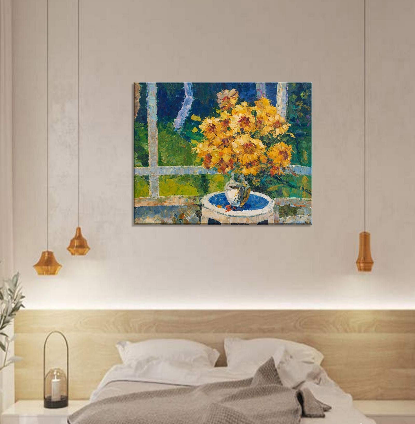 Sunflower Oil Painting, Flower Art, Large Canvas Painting, Abstract Canvas Painting, Wall Decor, Original Painting, Palette Knife Painting
