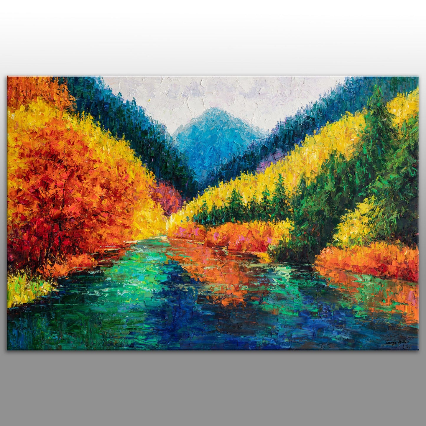 Oil Painting Autumn, Landscape Painting, Large Art, Abstract Art, Wall Art, Canvas Art, Palette Knife Painting, Large Canvas Wall Art