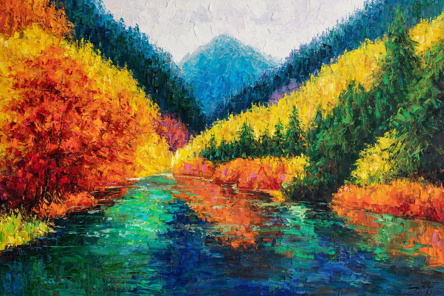 Oil Painting Autumn, Landscape Painting, Large Art, Abstract Art, Wall Art, Canvas Art, Palette Knife Painting, Large Canvas Wall Art