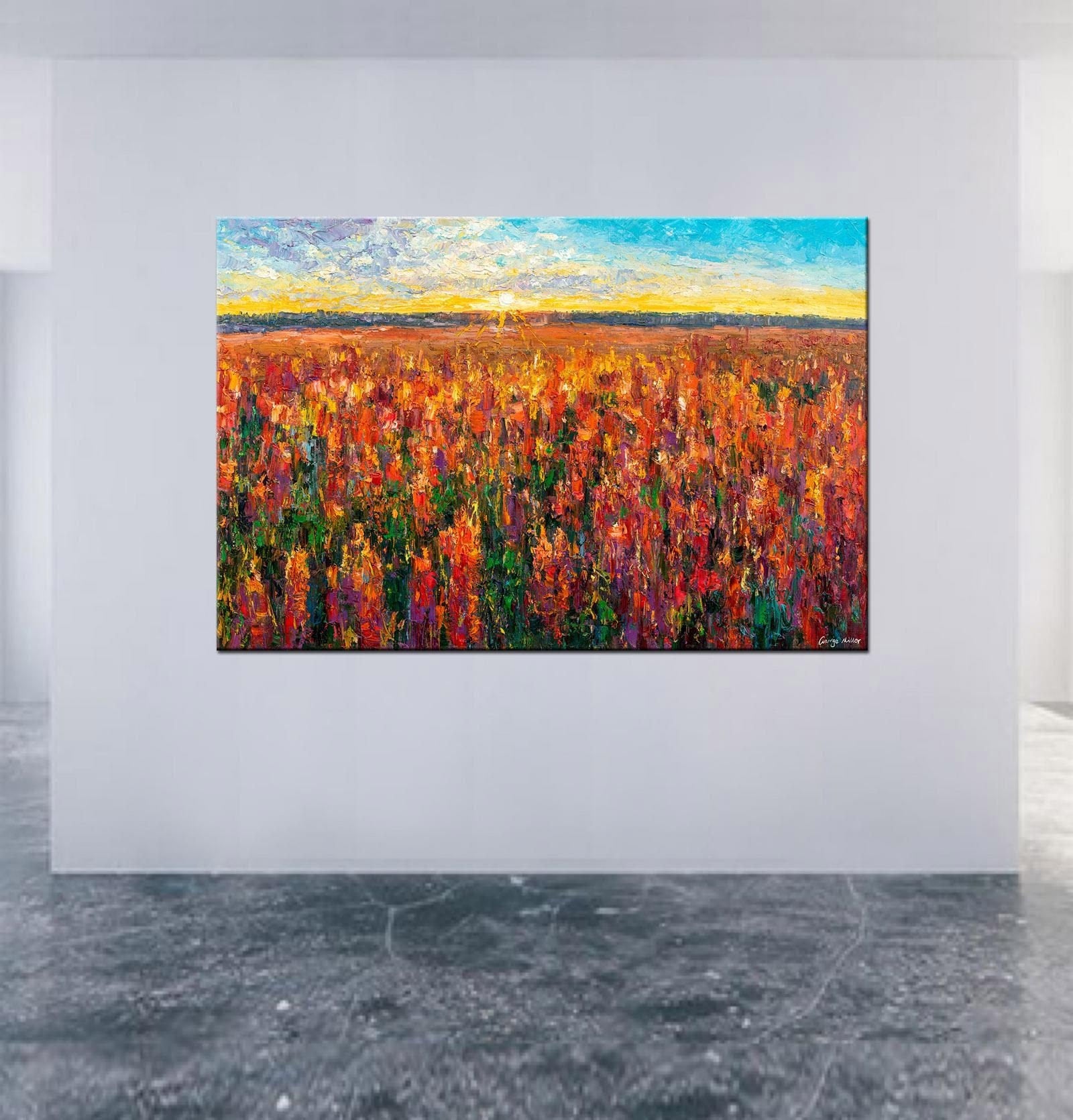 Landscape Painting, Canvas Painting, Tunscany Oil Painting, Bedroom Wall Art, Large Canvas Art, Original Oil Painting, Abstract Painting
