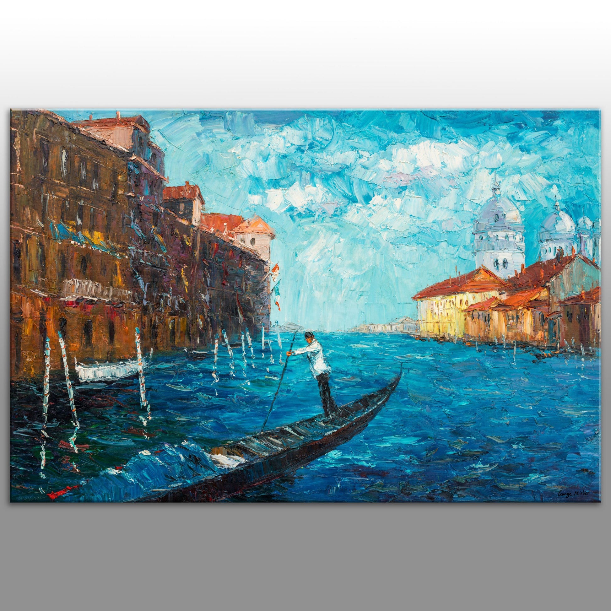 Contemporary Painting Venice Grand Canal Gondola, Original Abstract Painting, Abstract Canvas Art, Oil Painting, Original Landscape Painting