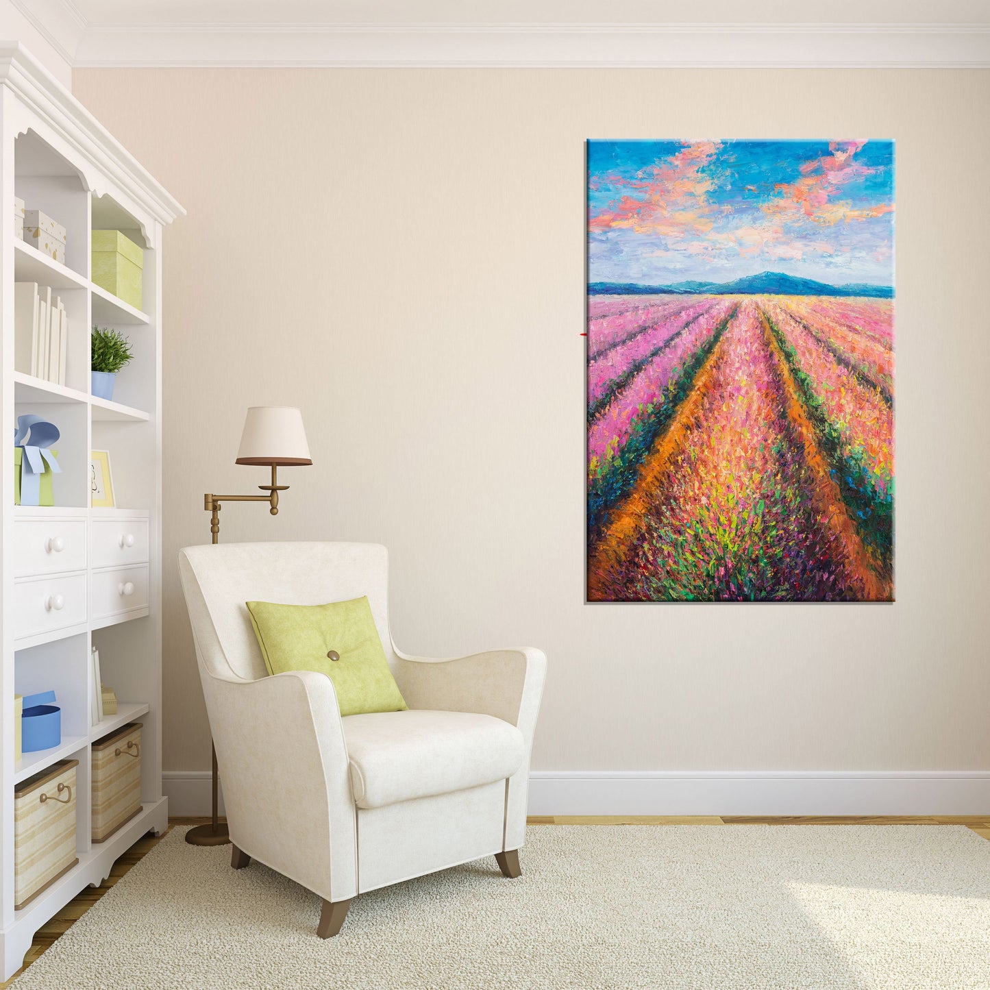 Oil Painting, Large Canvas Art, Large Landscape Painting, Contemporary Art, Rustic Wall Decor, Canvas Art, French Provence Lavender Field
