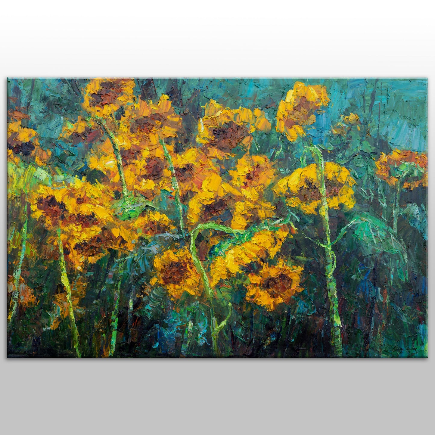 Oil Painting Blooming Sunflowers, Large Floral Oil Painting, Abstract Wall Art, Oil Painting Original, Floral Art, Contemporary Art, Yellow