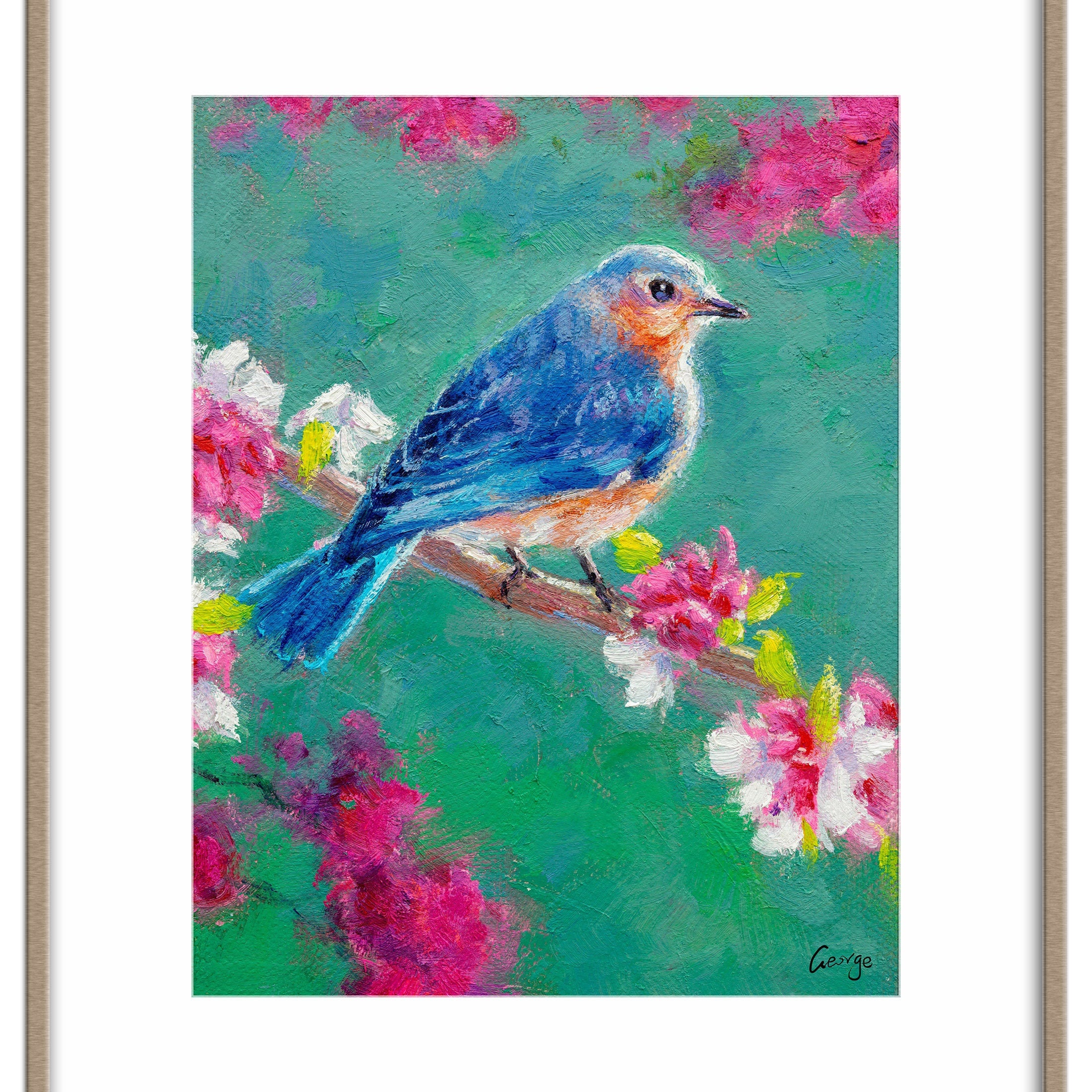 Original Bluebird Oil Painting 6