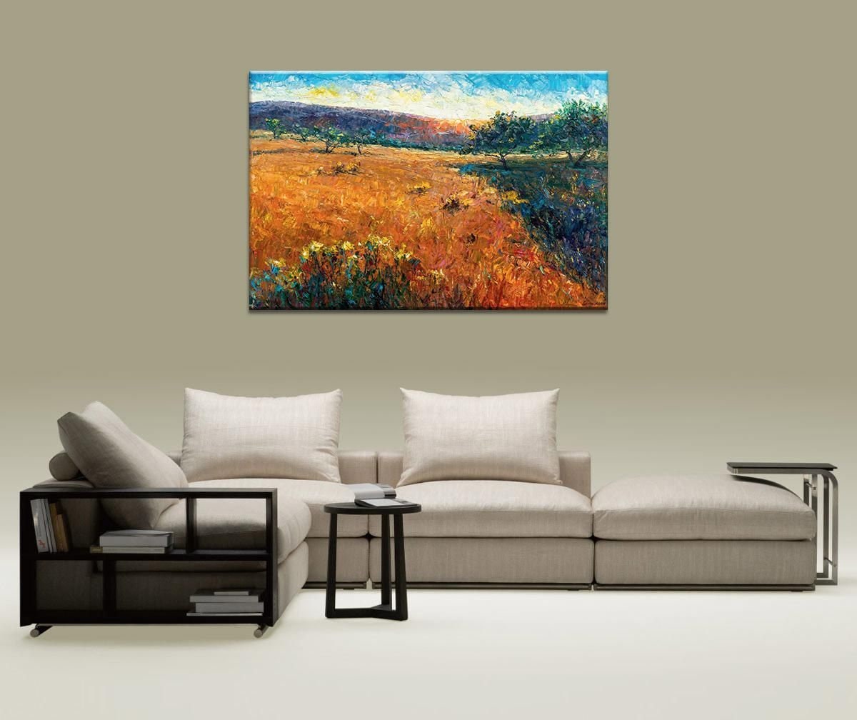 Large Oil Painting Tuscany Sunset, Painting Wall Art, Canvas Art, Large Landscape Painting, Modern Wall Art, Contemporary Art, Original Art