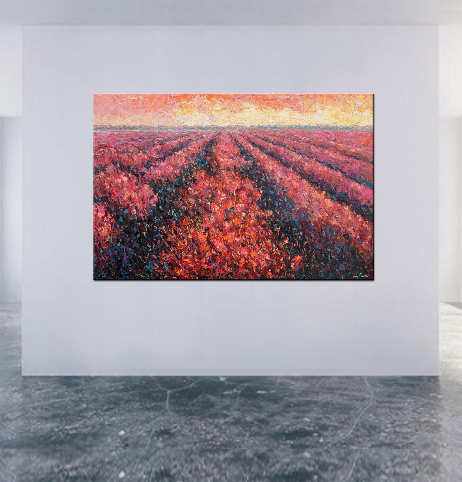 Original Landscape Painting Lavender Fields, Canvas Wall Art, Wall Art Painting, Extra Large Wall Art, Handmade, Contemporary Artwork